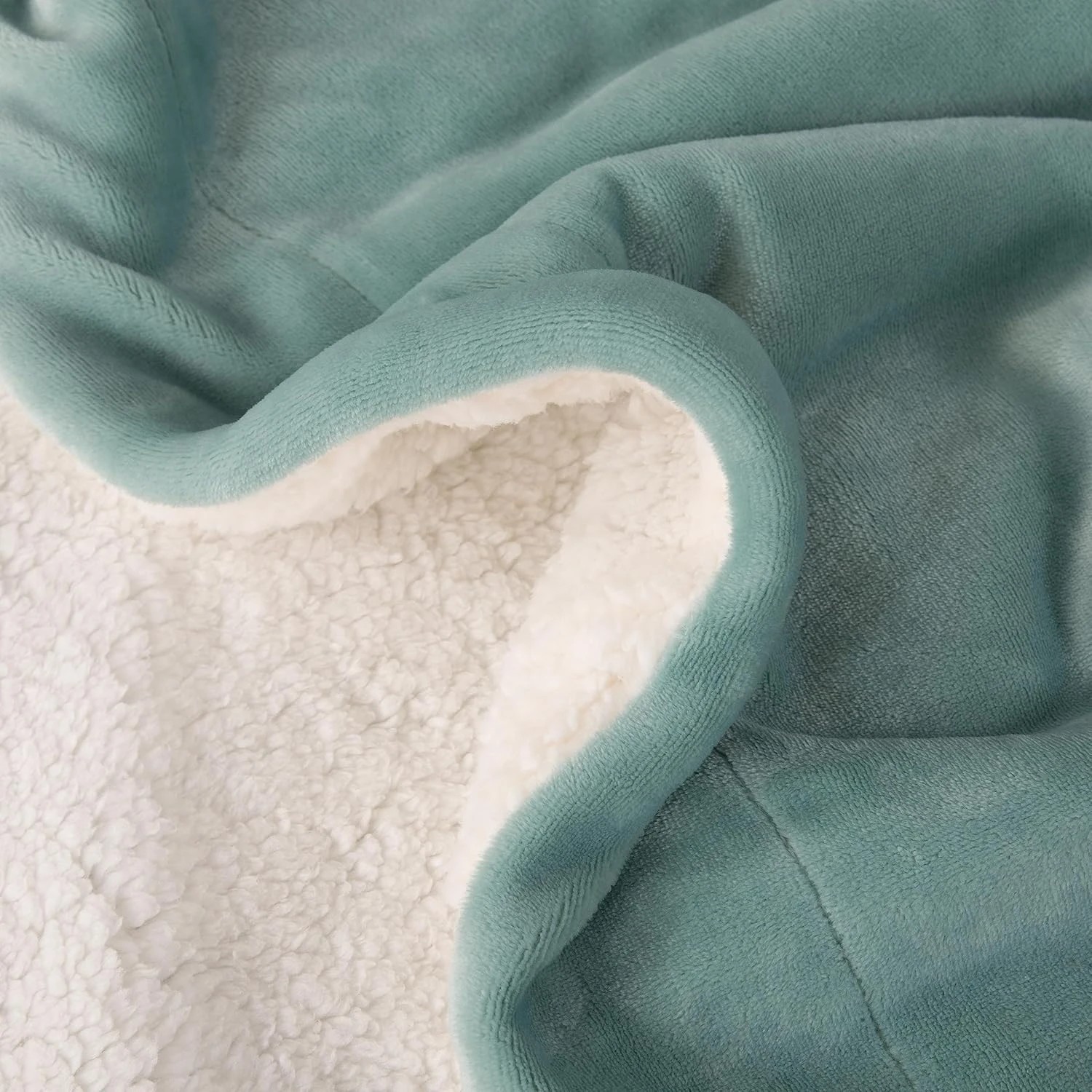 3 Gioia Casa Teddy Sherpa Throw Reversible Soft Flannel Velvet Throw Blanket - Sage, 3 of 5