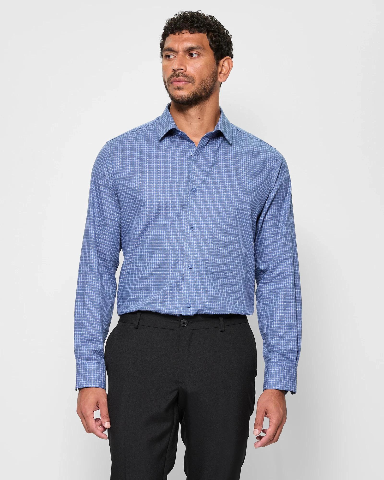 1 Long Sleeve Tattersall Shirt - Preview BLUE, 1 of 5