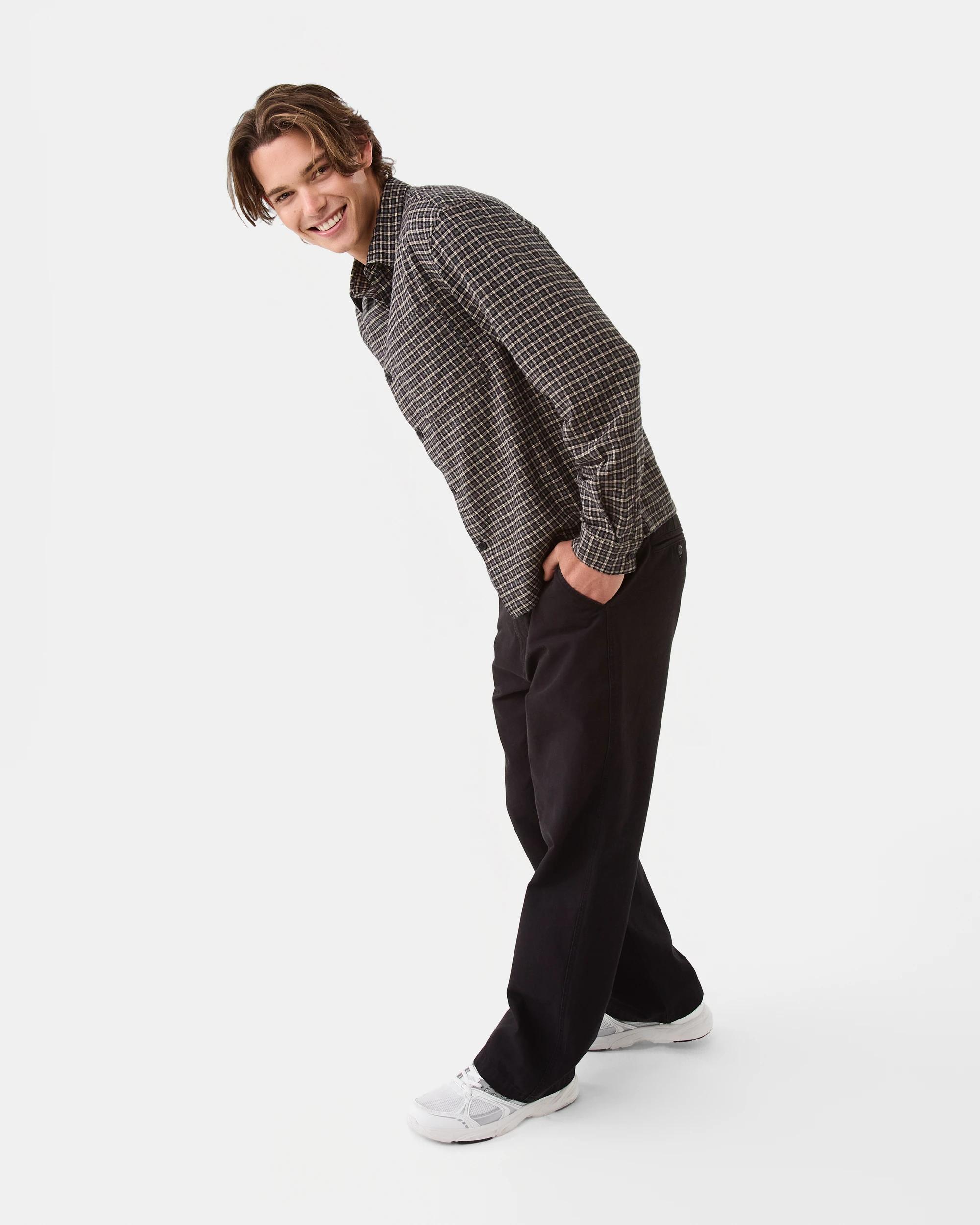 3 Long Sleeve Boxy Shirt Blk Check, 3 of 8