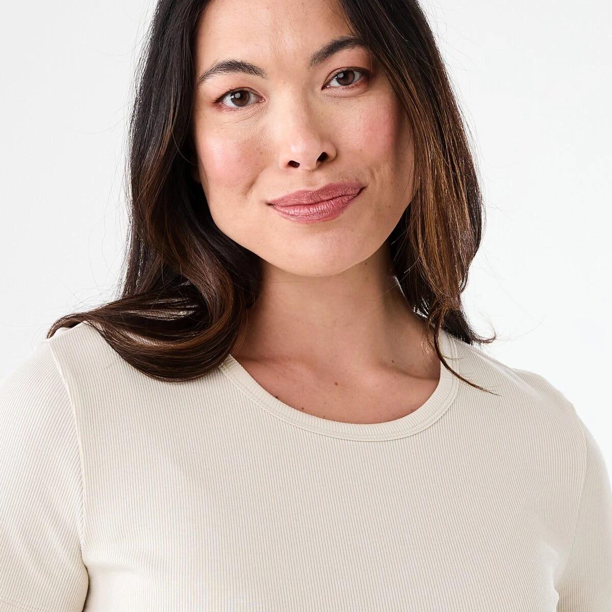 4 Short Sleeve Rib Crew Neck T-shirt NATURAL BEIGE, 4 of 5