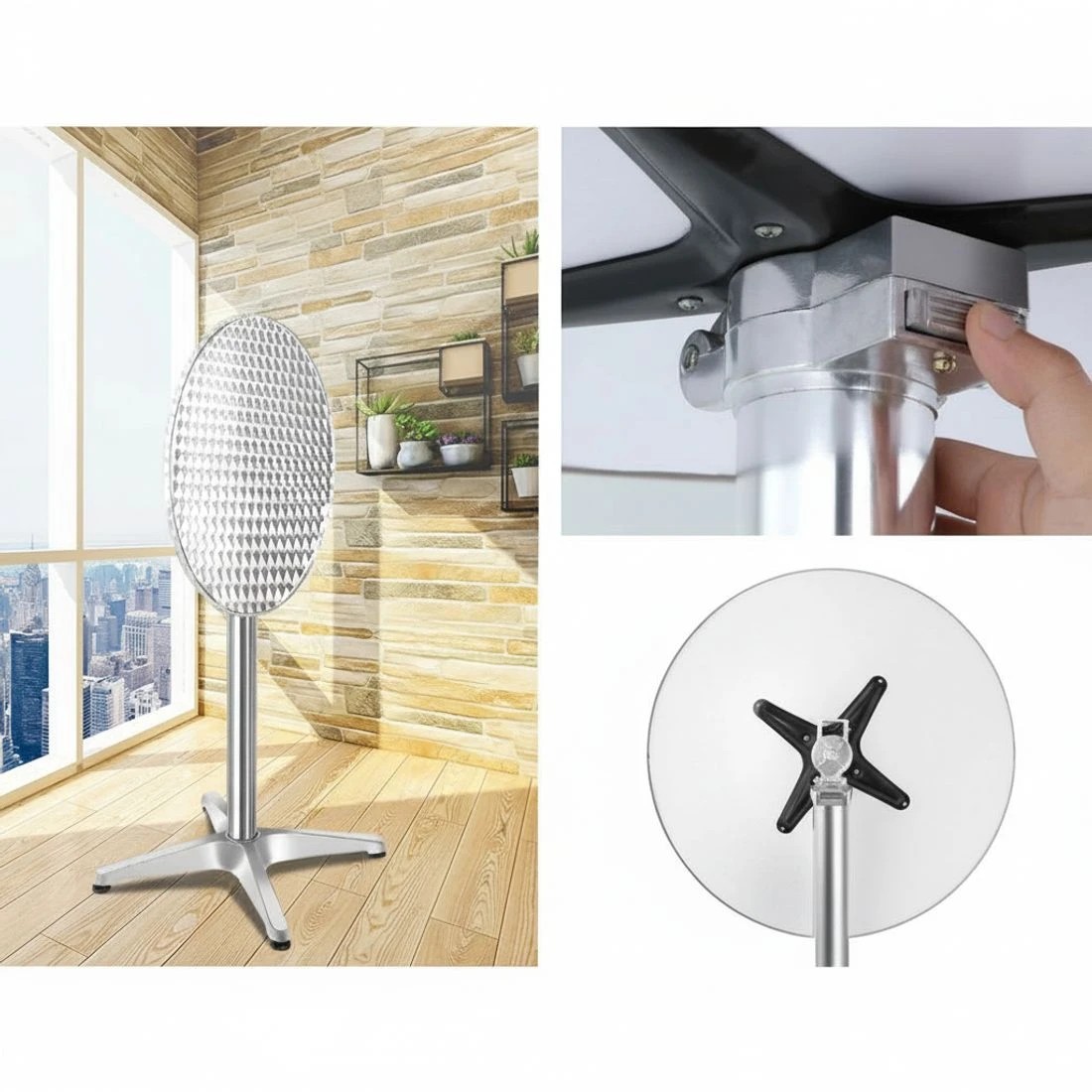 5 Gardeon 3-Piece Outdoor Bar Set Bistro Table Stools Adjustable Round - Silver, 5 of 6