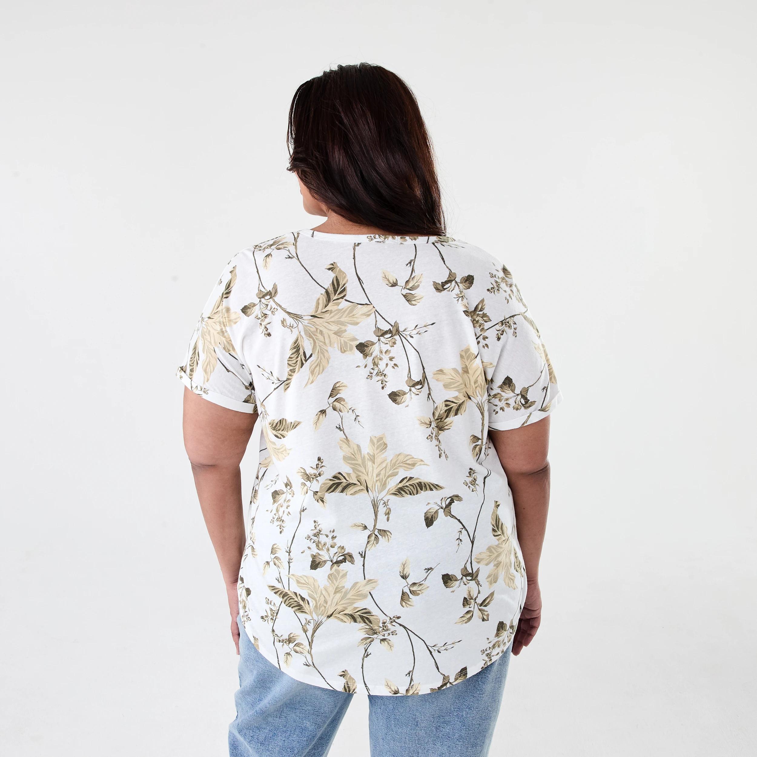 3 Curve Short Sleeve Print V-neck T-shirt Tropical, 3 of 6