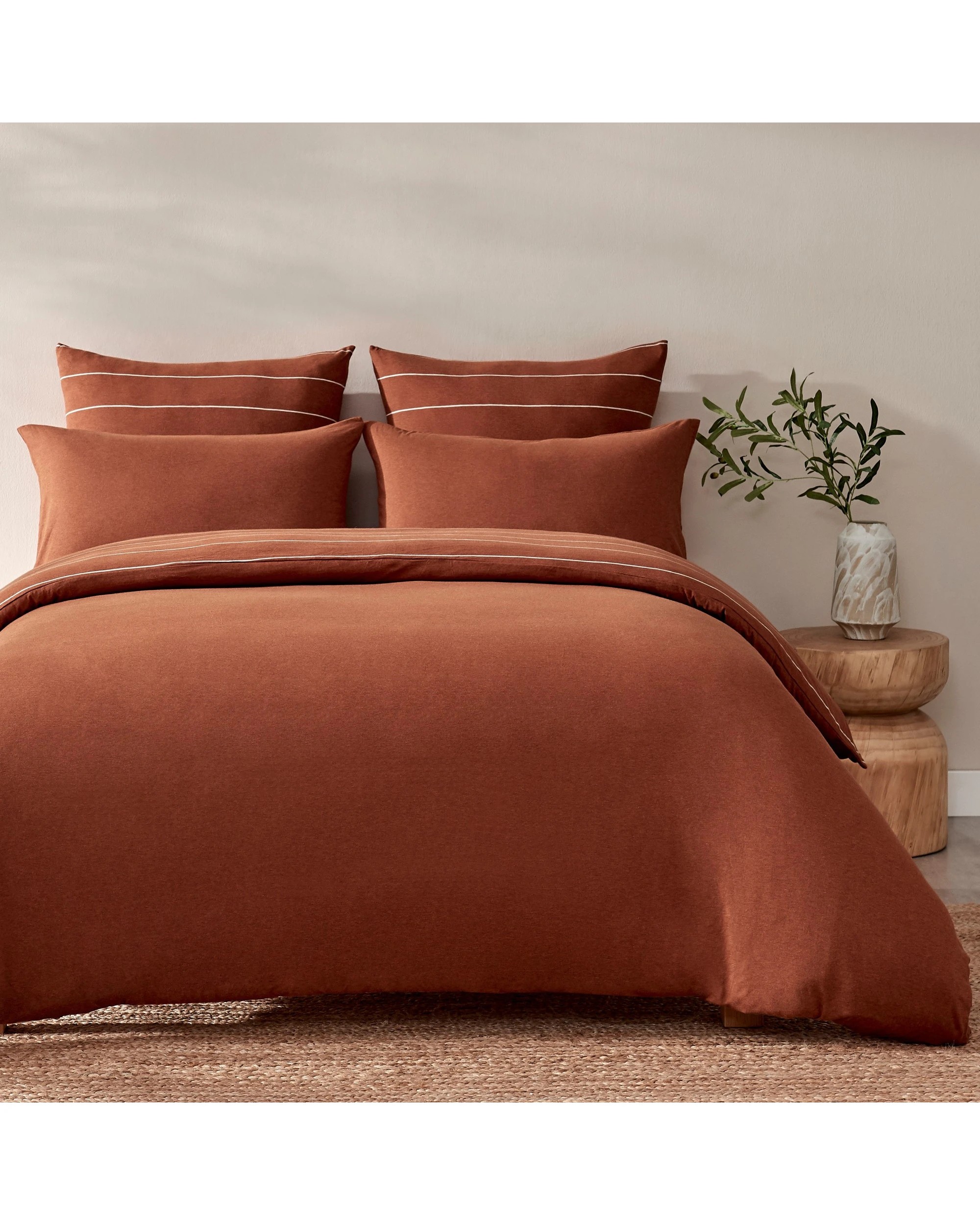 2 Dreamaker Jersey Luxe 100% Cotton Reversible Quilt Cover Set Charcoal - Queen Bed - Rust, 2 of 10