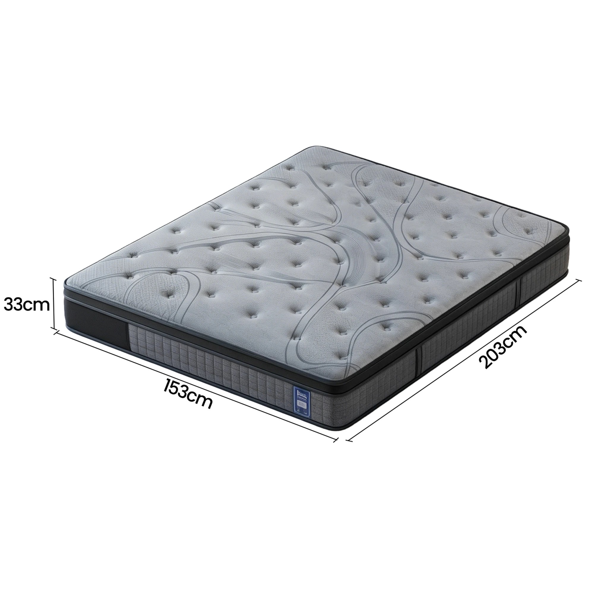 2 Levitex Queen Mattress 7-Zone Pocket 8.0 Extra Firm, Dual-Edge Support, Breathable Cover - Queen Bed - Black, 2 of 8