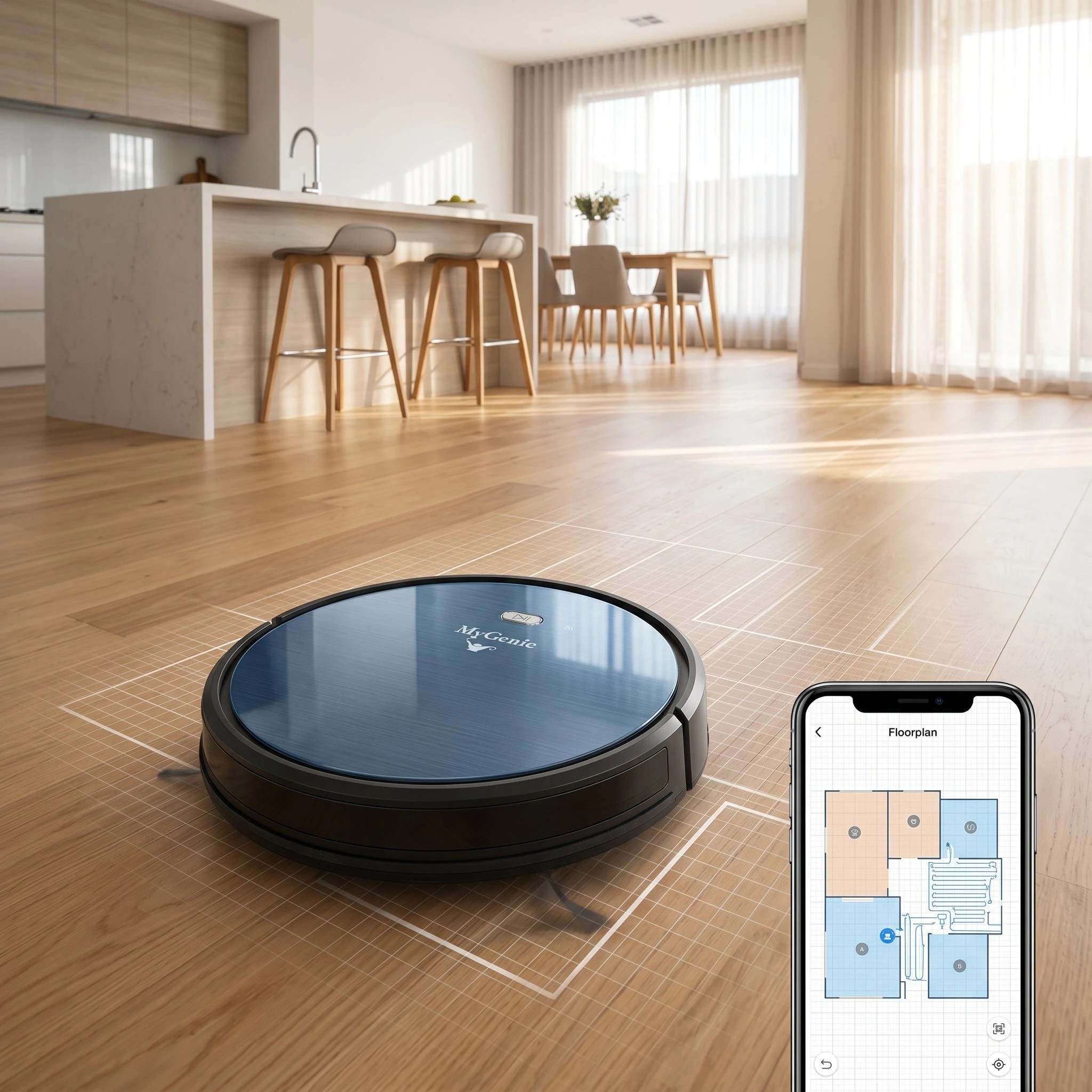 3 MyGenie Xsonic V5 Max Hydro 3-in-1 Robot Vacuum & Mop, WiFi App Control - Grey, 3 of 4