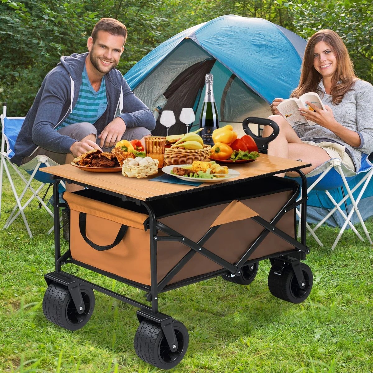 4 Ausway Folding Garden Trolley 150kg Trailer Cart Utility Wagon Barrow Beach, 4 of 7