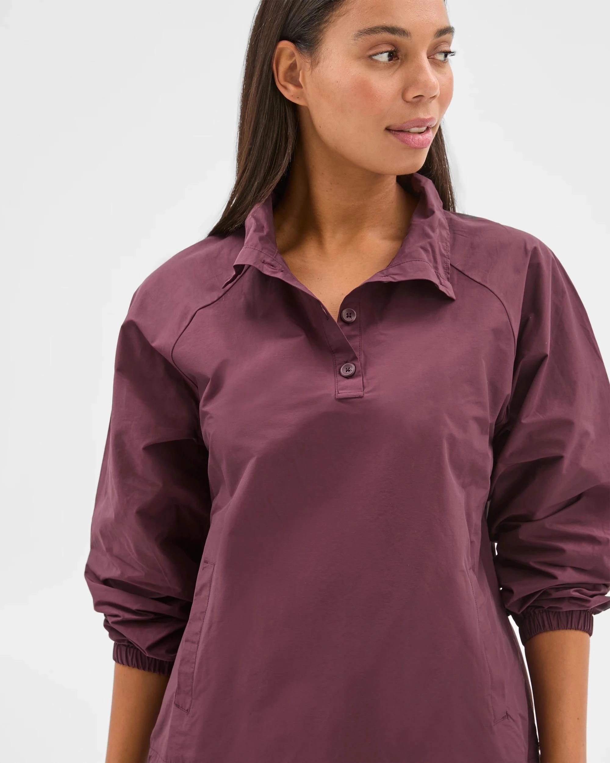 6 Target Active Australian Cotton Blend Woven Polo Anorak WINE, 6 of 7