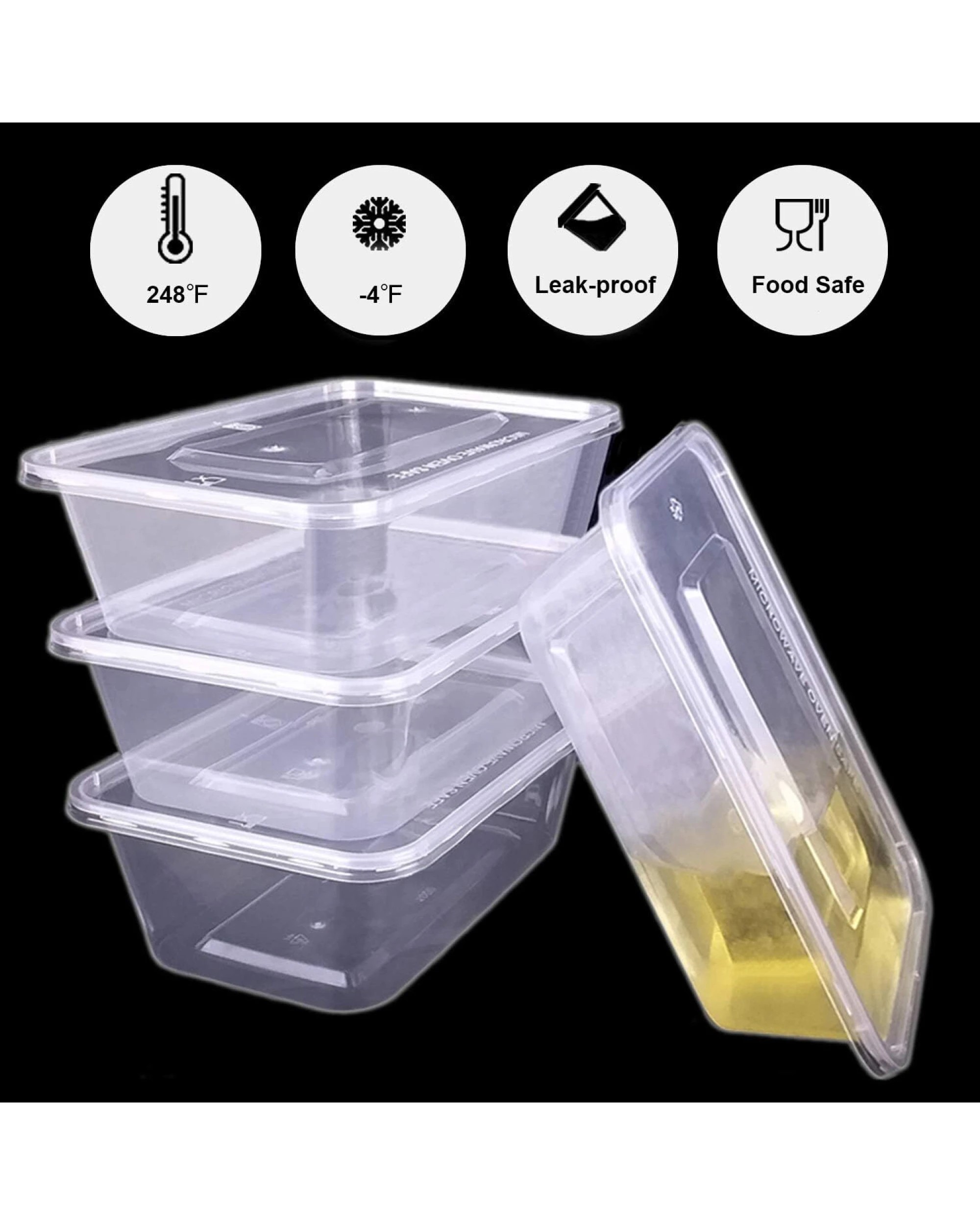 4 BR Home 500 Pack 350ml Food Containers Plastic Meal Prep Storage, 4 of 7