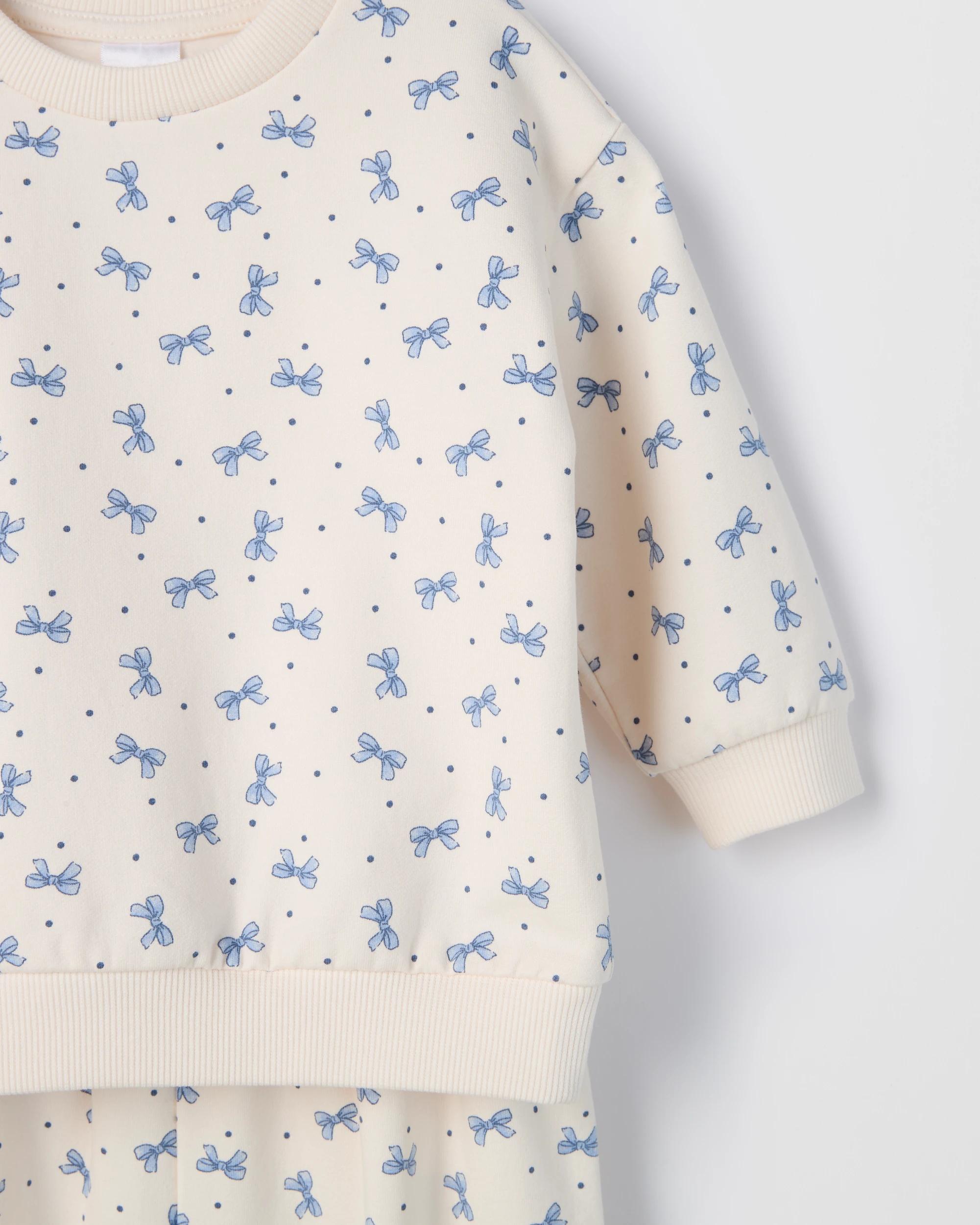 2 Target Baby Baby Organic Cotton Fleece Jumper & Pants Set BLUE BOWS, 2 of 3