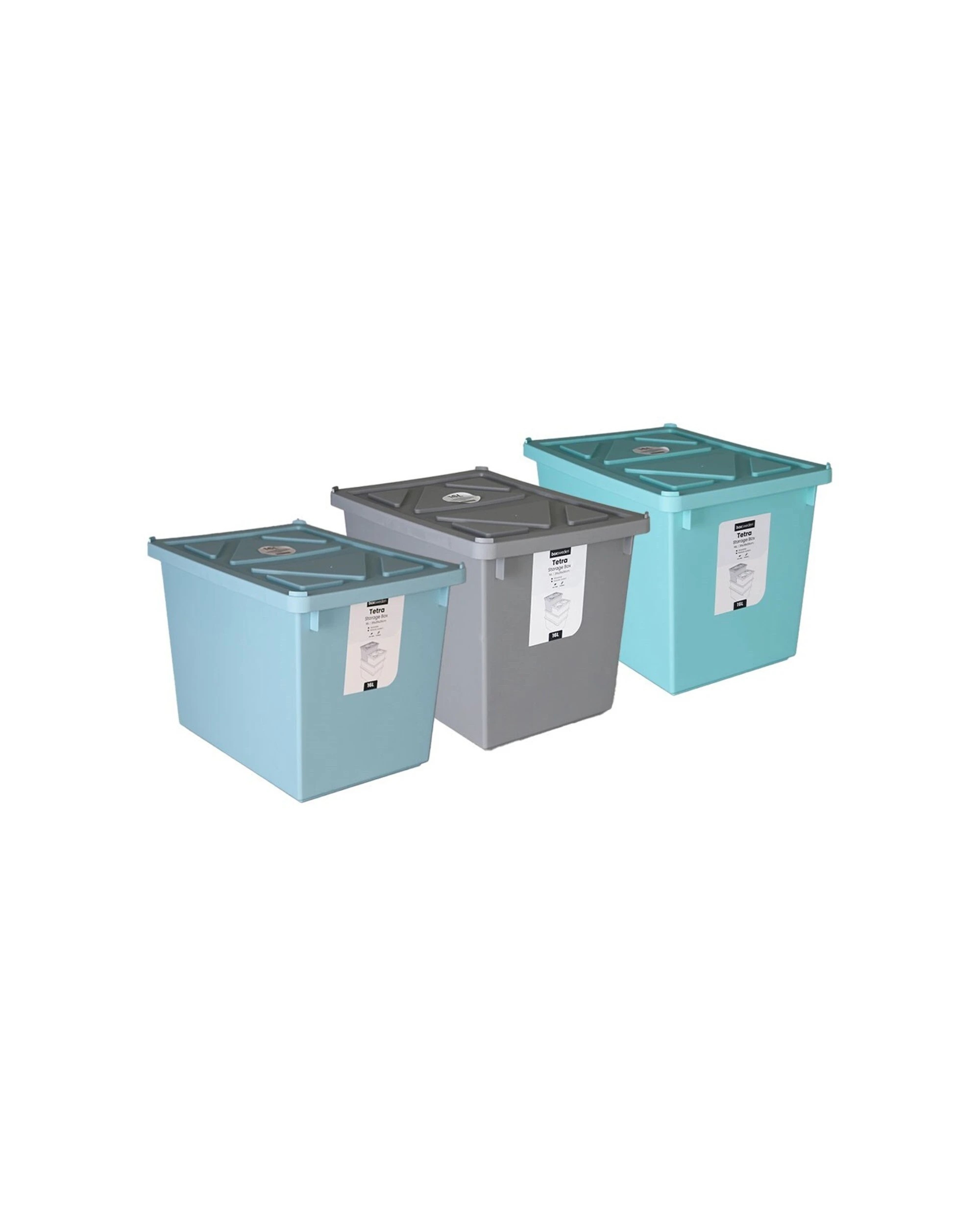 4 Boxsweden Tetra Storage Box 16L 36cm X 26cm X 26cm With Lid Stackable - Assorted, 4 of 4