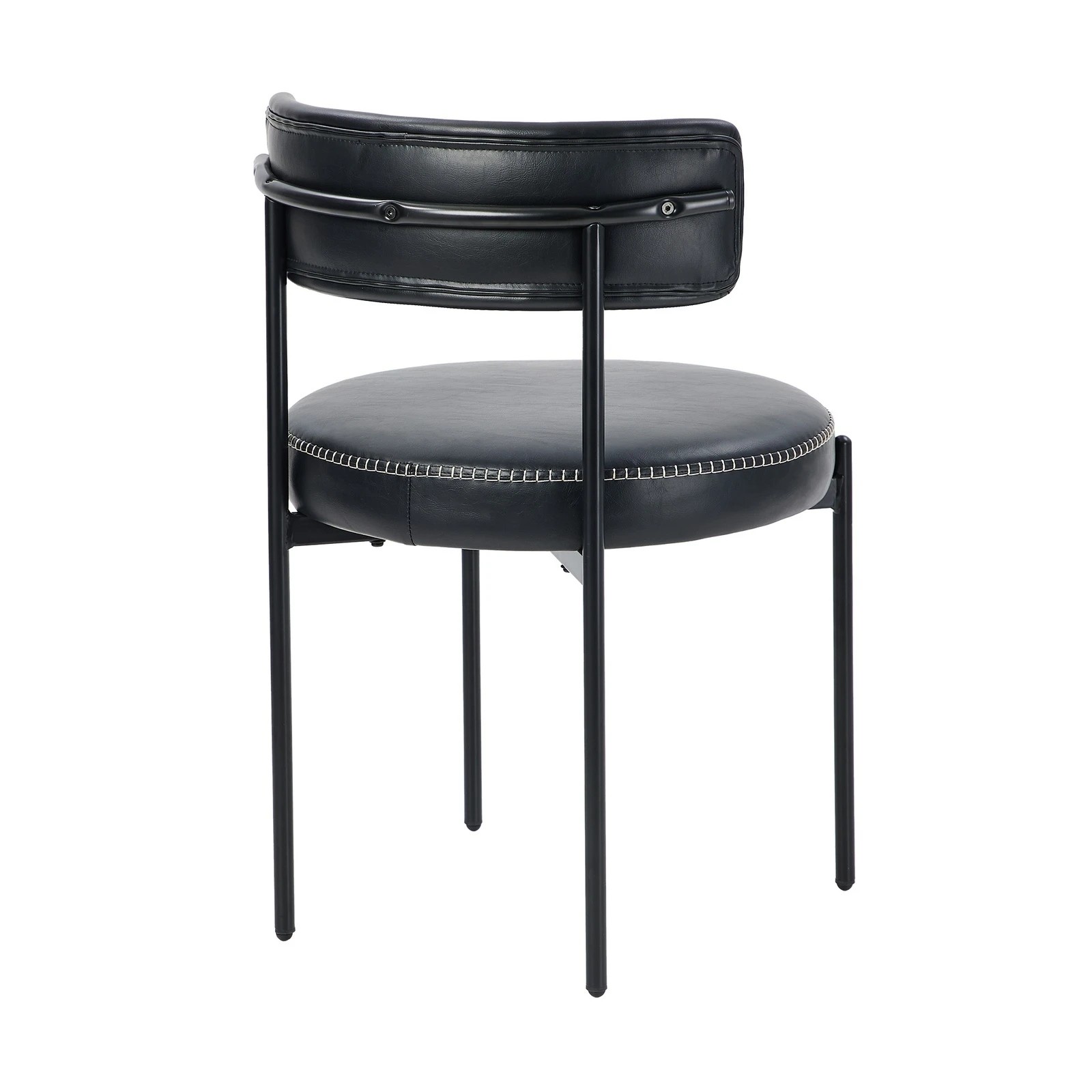 7 Oikiture 4x Dining Chair Round Kitchen Lounge Seats PU Leather - Black, 7 of 9