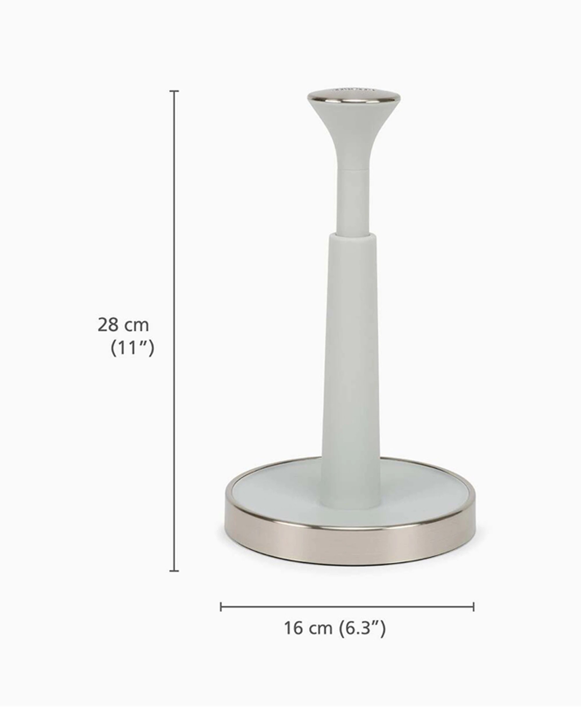 5 Joseph Joseph Push Tear Kitchen Roll Holder Easy Non Slip Base Kitchen Accessory 28cm Light Stone - Silver, 5 of 5