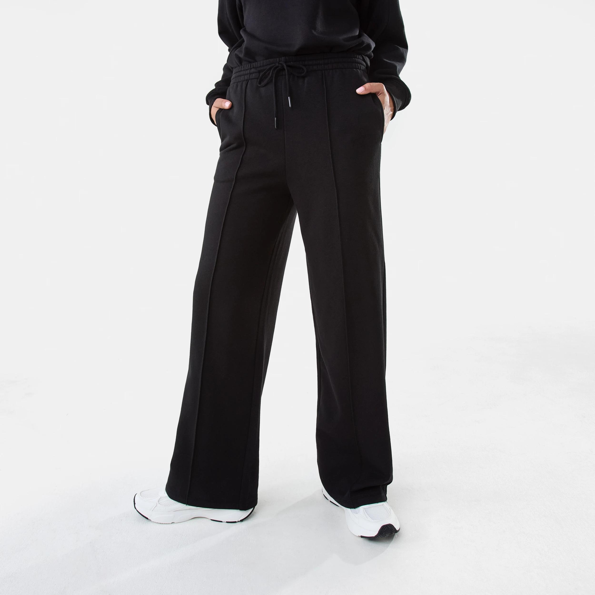 1 Active Womens French Terry Trackpants BLACK, 1 of 8