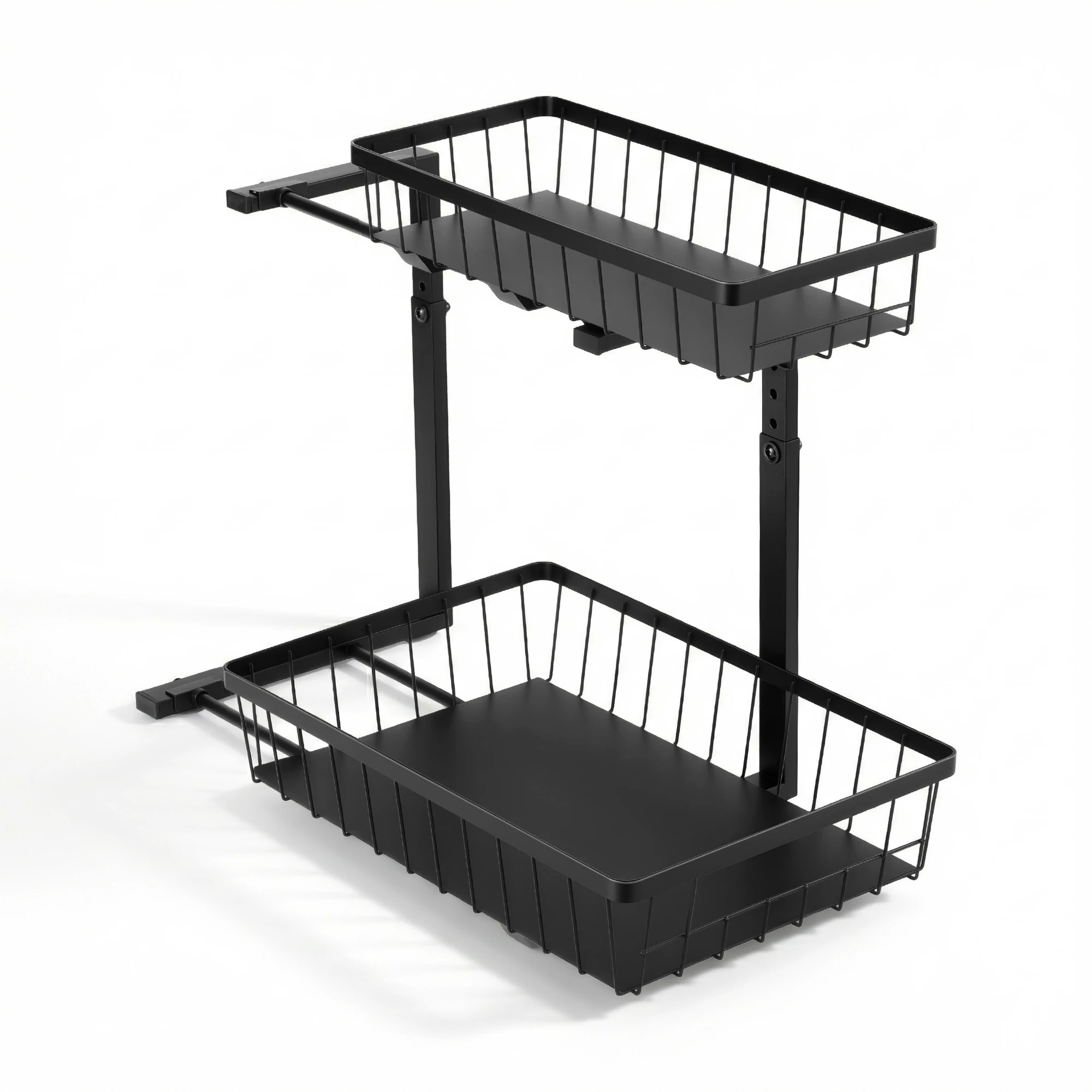 3 Artiss Under Sink Organizer Storage with 2 Slide Out Drawers 5 Adjustable Height Bathroom Kitchen Cabinet - Black, 3 of 3