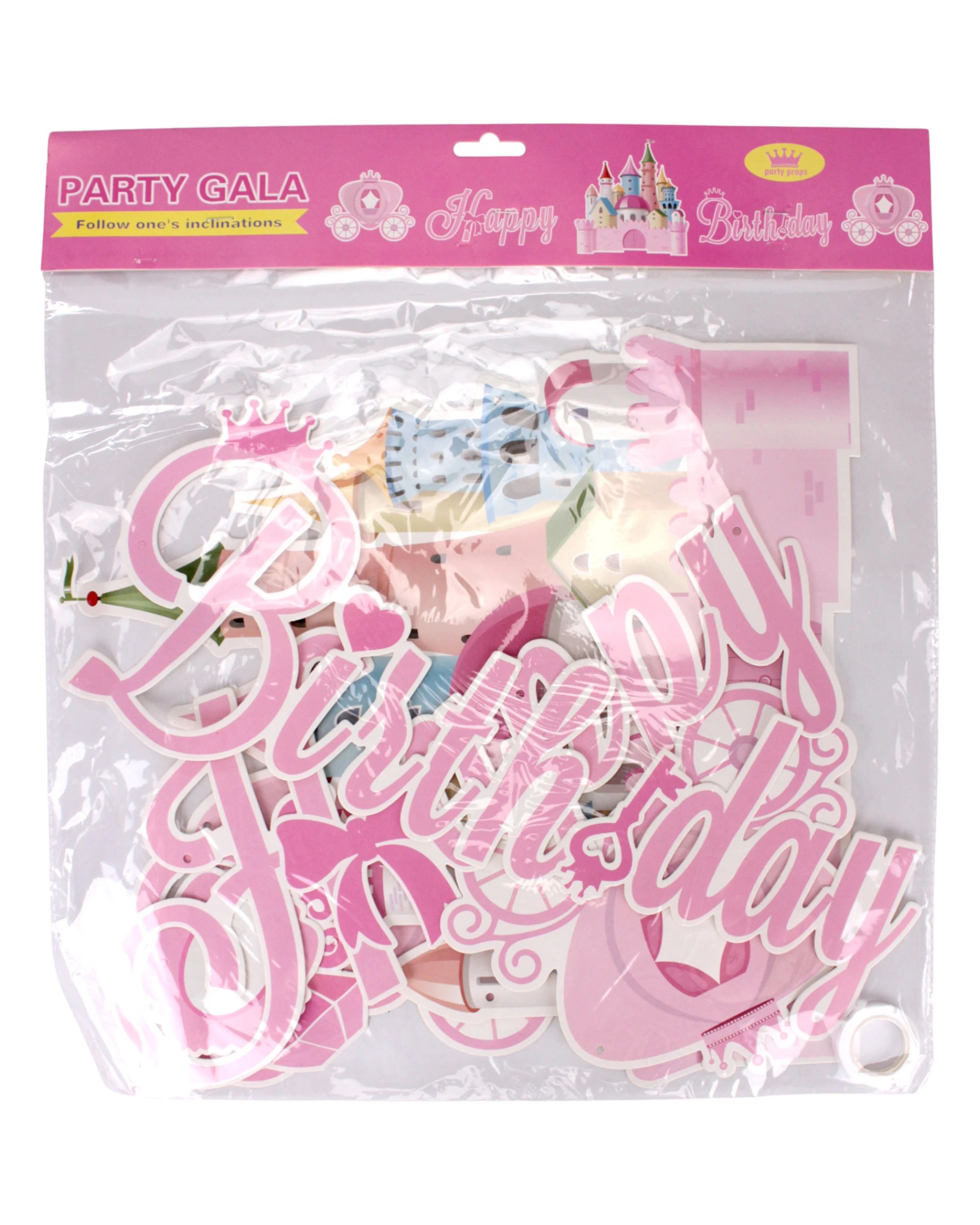 2 Party Maker Princess Castle Happy Birthday Garland Banner 3.5m - Pink, 2 of 3