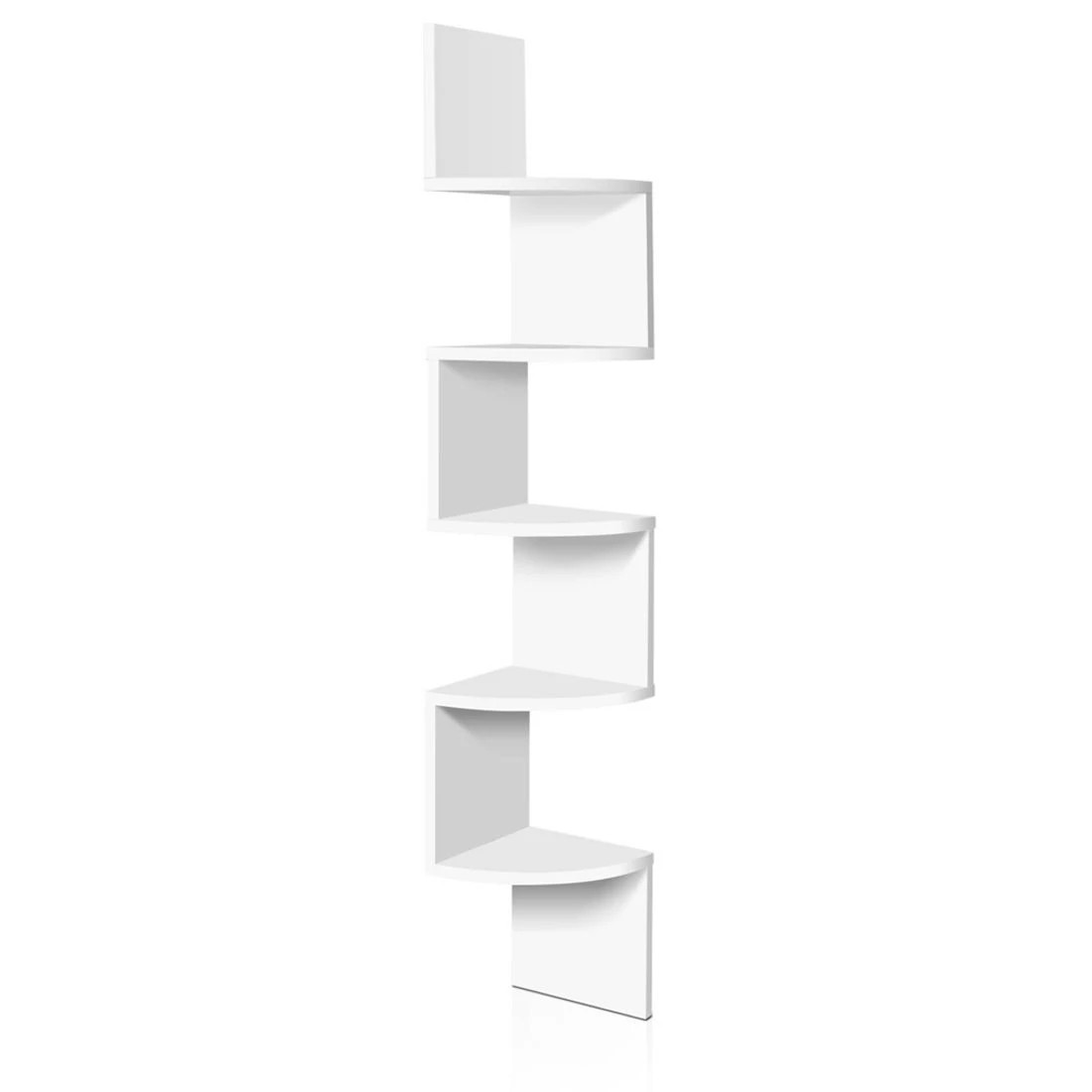 1 Artiss Wall Shelf Corner Floating 5-Tier Display Storage Space Saving Modern Decor Easy Install Sturdy - White, 1 of 8