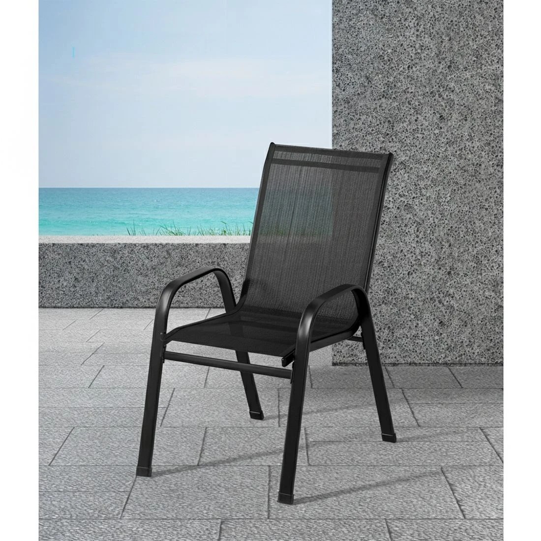 3 Gardeon 6PC Outdoor Dining Chairs Stackable Lounge Chair Patio Furniture - Black, 3 of 5