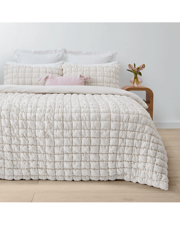 Marshmallow Quilt Cover Set - Queen Bed, White