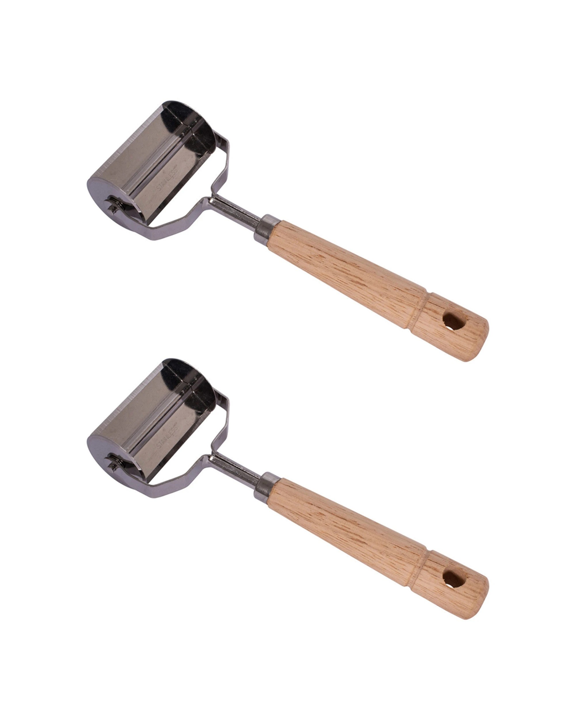 1 Avanti 2PK Square Ravioli Cutter Stainless Steel Cutting Wheel Wooden Handle - Metallic, 1 of 1