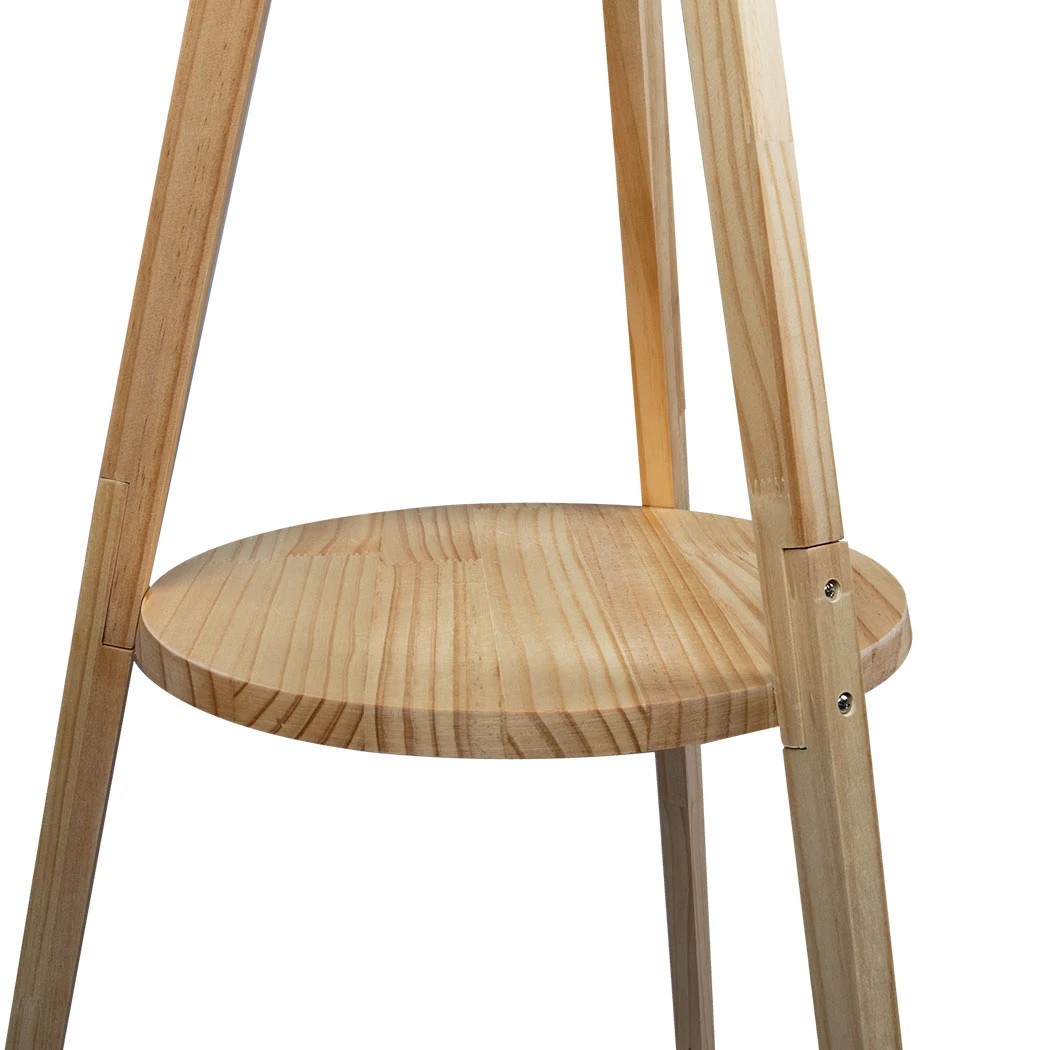 6 Emitto Solid Wood Tripod Floor Lamp Light Beige Colour with Shelf, 6 of 7