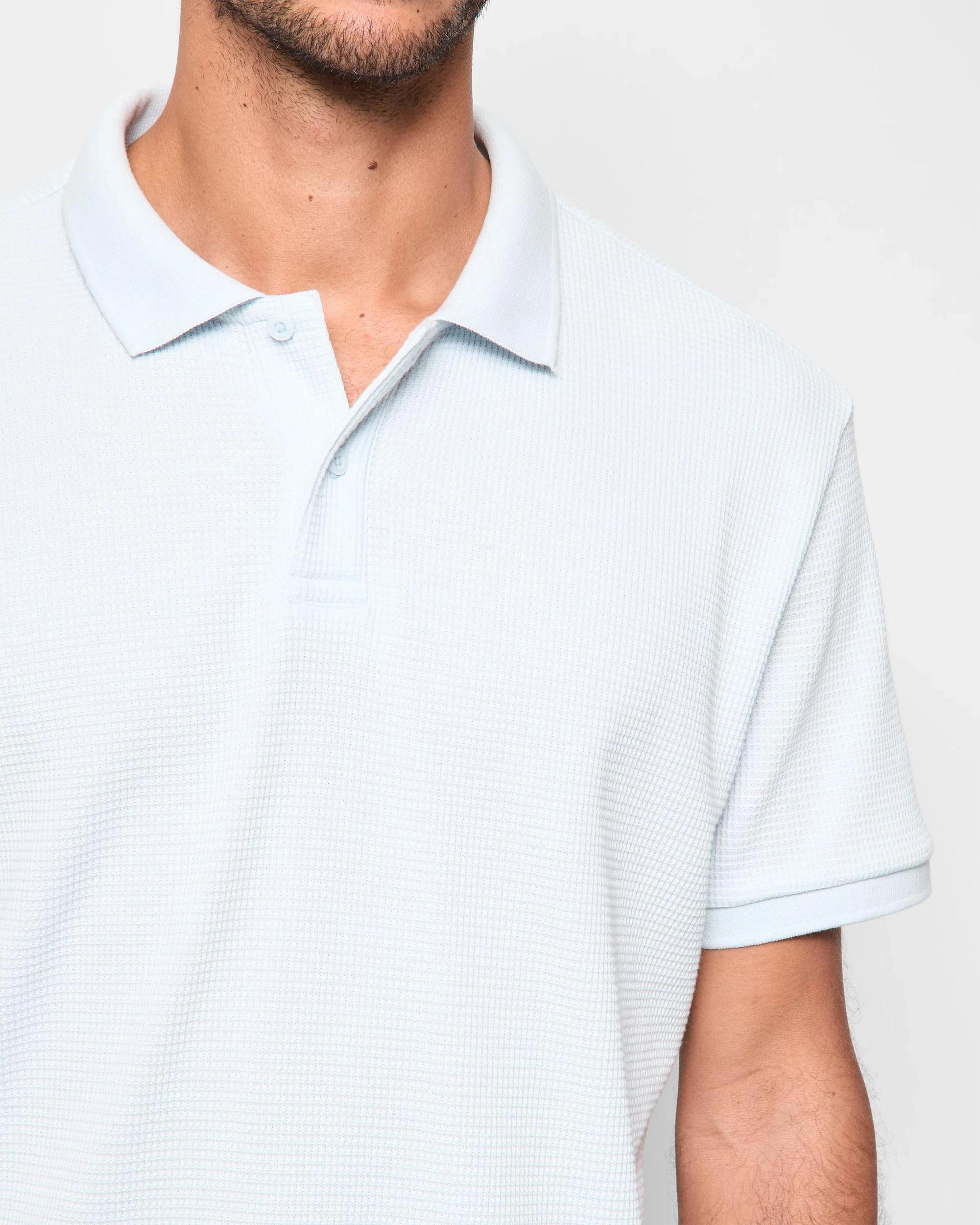 5 Target Australian Cotton Blend Waffle Polo T-Shirt LIGHT BLUE, 5 of 5