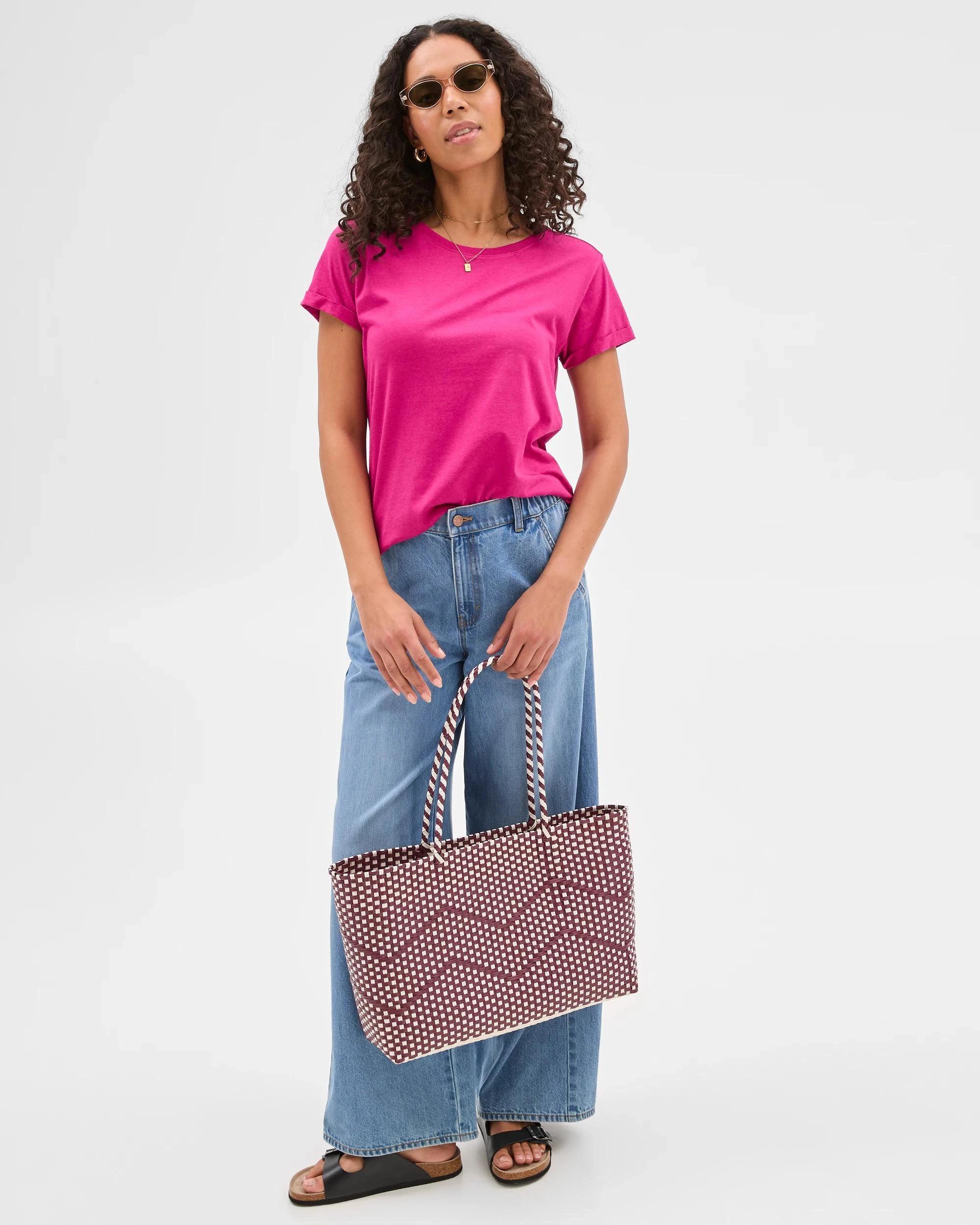 1 Target Cotton/Modal Relaxed Crew T-Shirt MAGENTA, 1 of 5