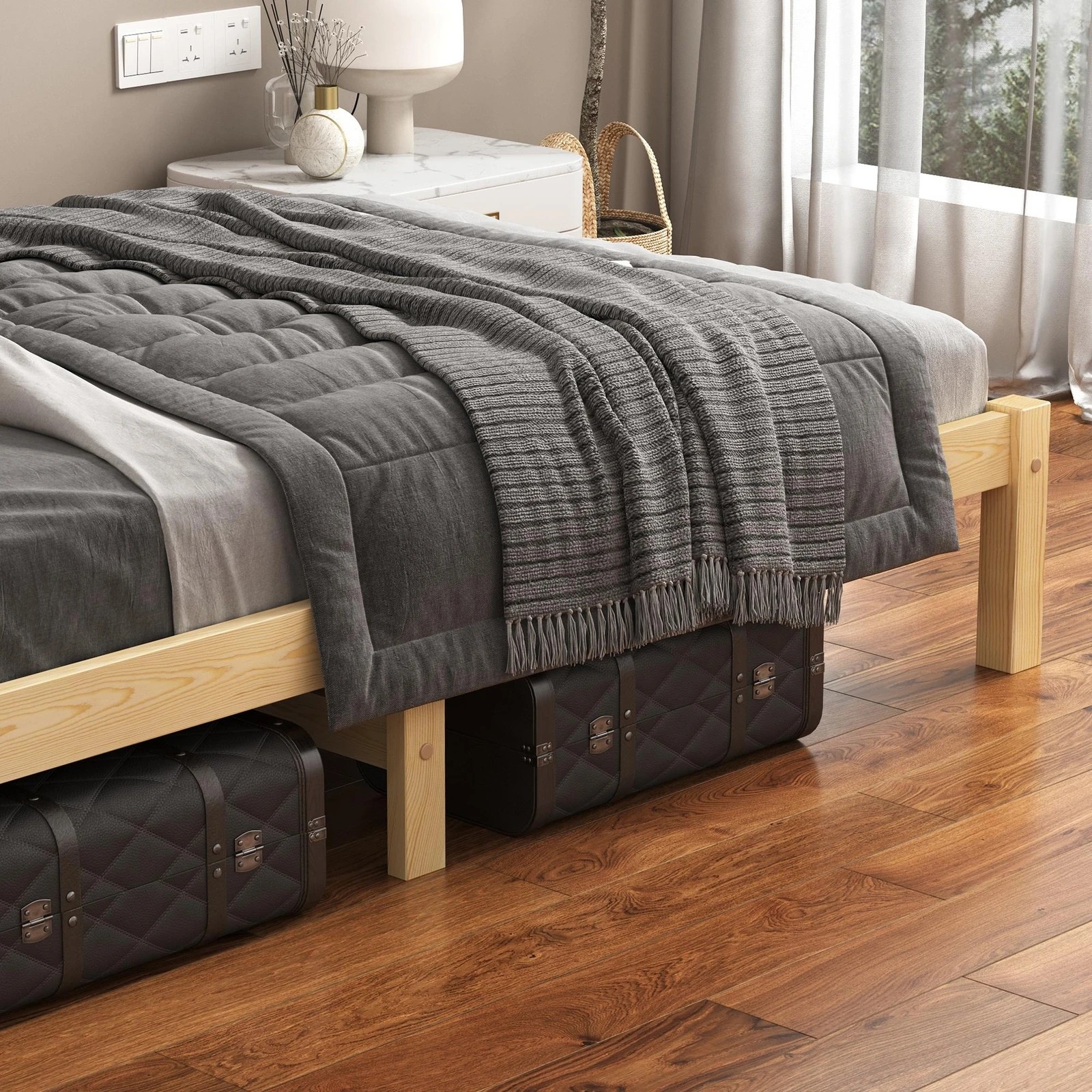 7 Alfordson Bed Frame Wooden Timber King Single Mattress Base Platform Fenella - Natural, 7 of 10