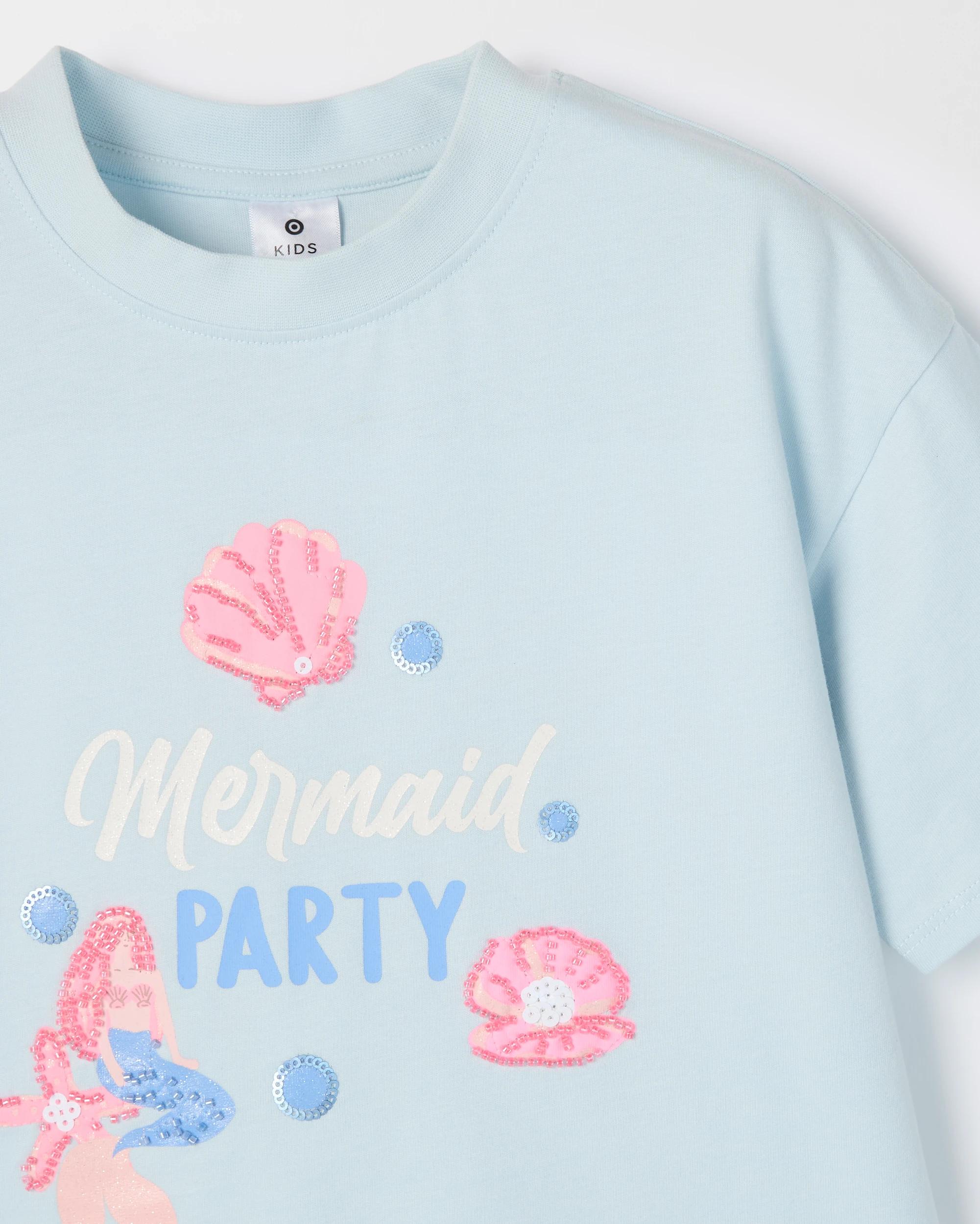 2 Target Kids Australian Cotton Occasion T-Shirt MERMAID BLUE, 2 of 2