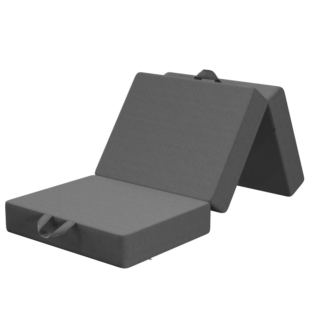 1 BedStory Folding Mattress Small King Single Trifold Mattress Firm Support Foam Washable - King Single Bed - Black, 1 of 6