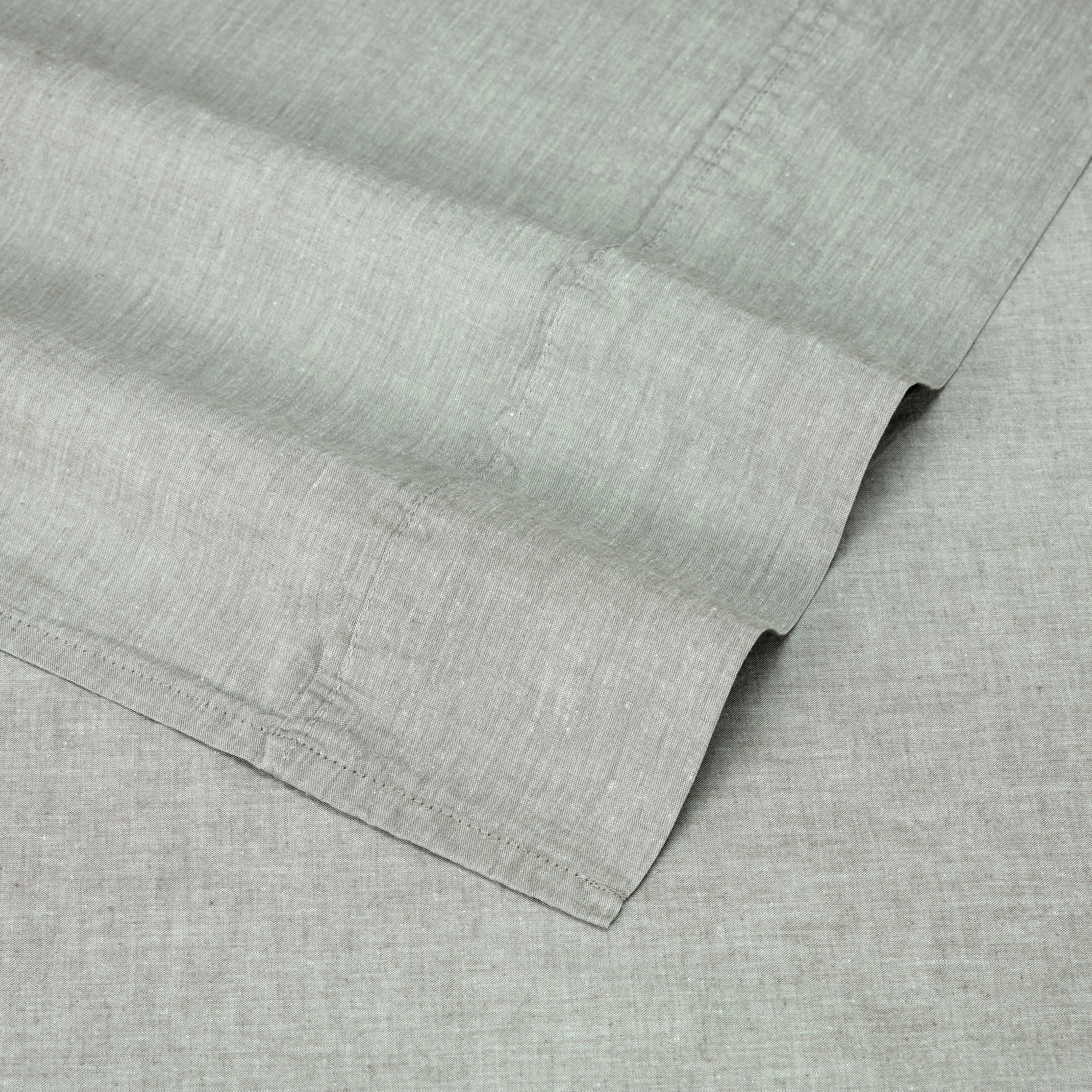 4 Stonewashed Chambray Cotton Sheet Set - King Bed, Sage, 4 of 7