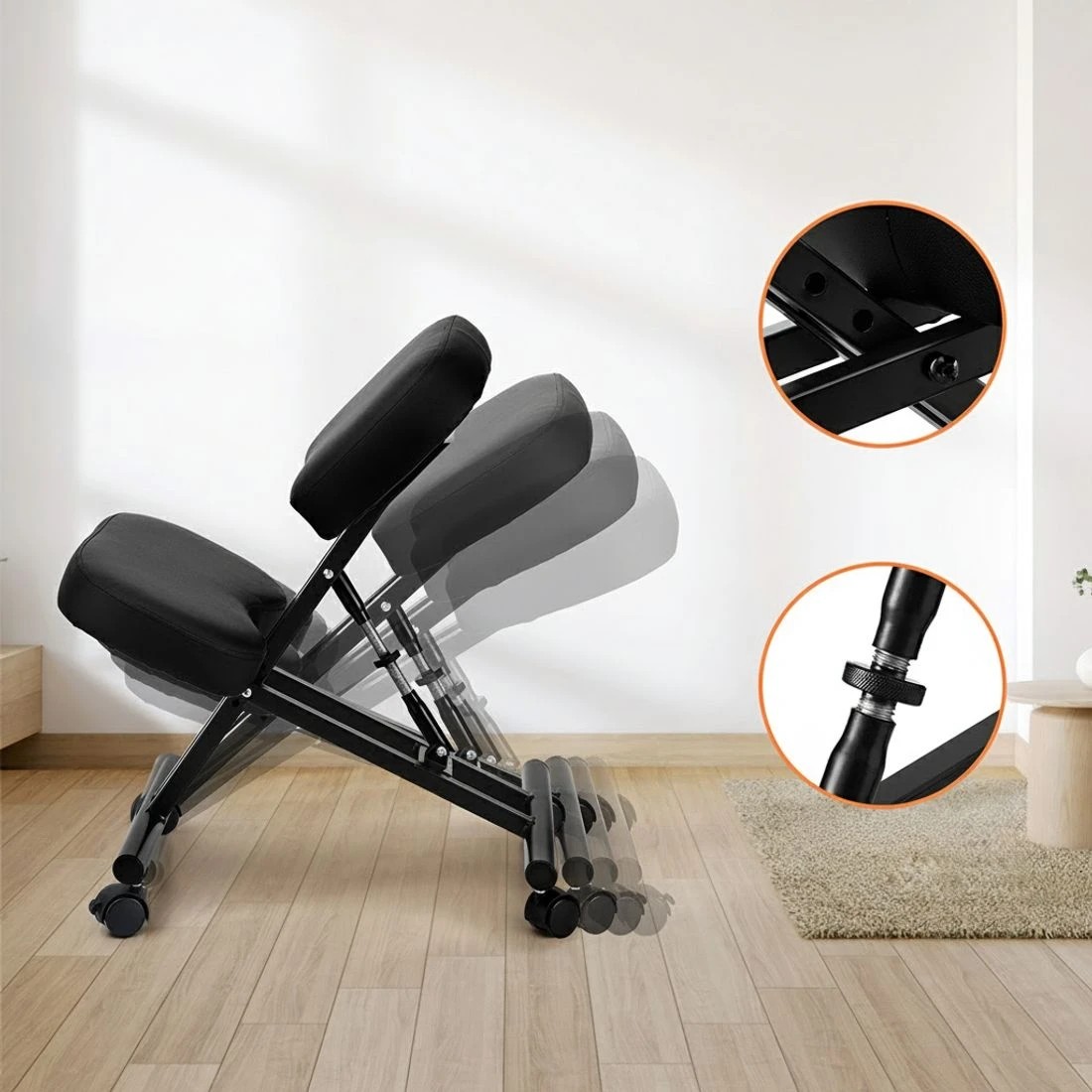 4 Artiss Kneeling Chair Ergonomic Office Chairs Home Knee Seat Posture Stretch Rest - Black, 4 of 6
