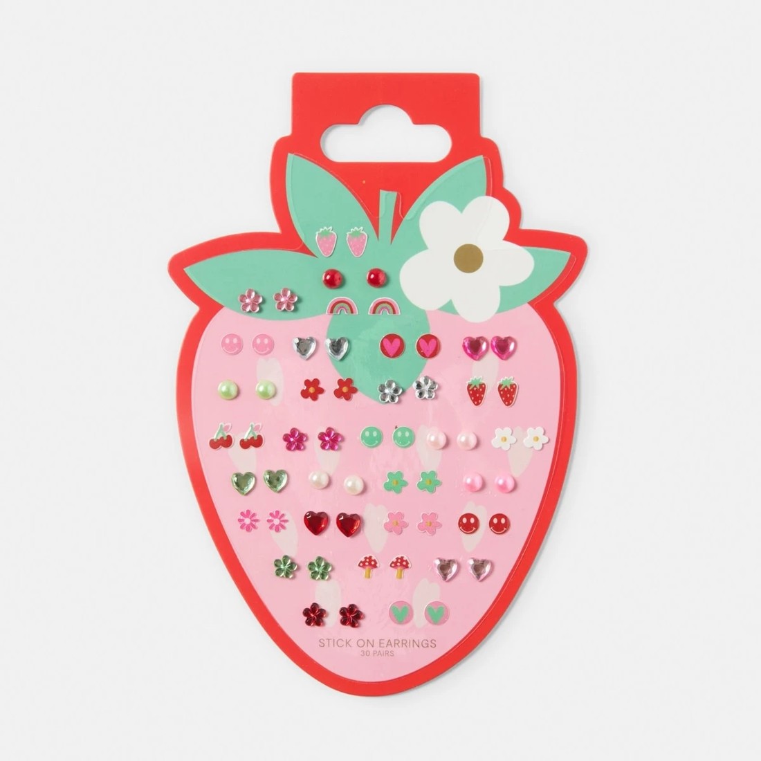 1 30 Pack Stick On Earrings - Strawberry, 1 of 2