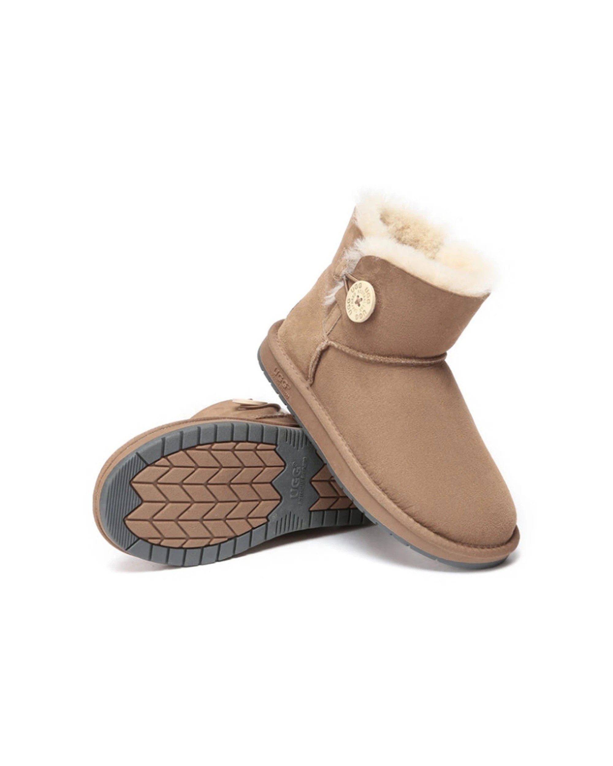 1 Australian Shepherd Ugg Unisex Mini Button Sheepskin Boots Chestnut - 37 - Brown, 1 of 6
