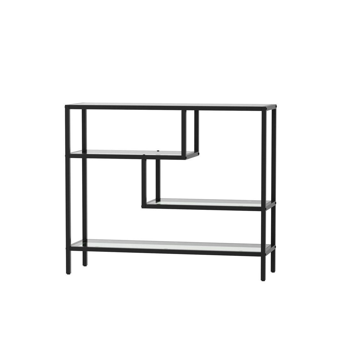6 Oikiture Console Table Tempered Glass Sofa Table Hall Side Entry 4 Shelves
 - Black, 6 of 10
