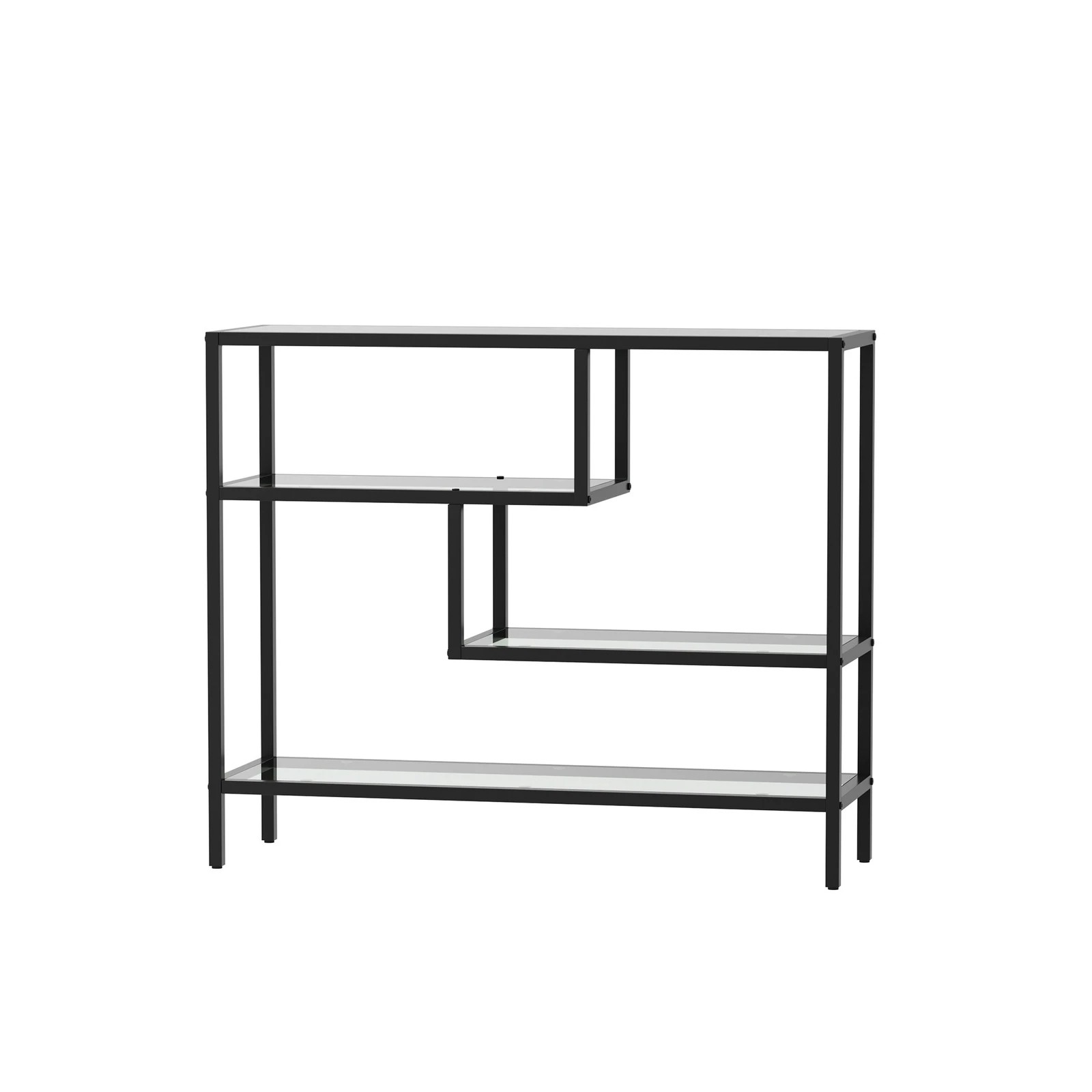 6 Oikiture Console Table Tempered Glass Sofa Table Hall Side Entry 4 Shelves
 - Black, 6 of 10