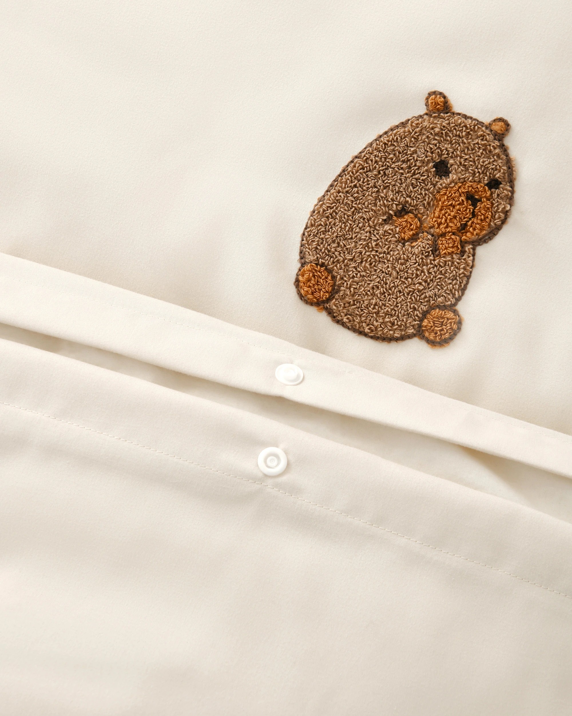 6 Jack & Ava Tofu the Capybara Embroidered Kids Quilt Cover Set - King Single Bed - Natural, 6 of 7