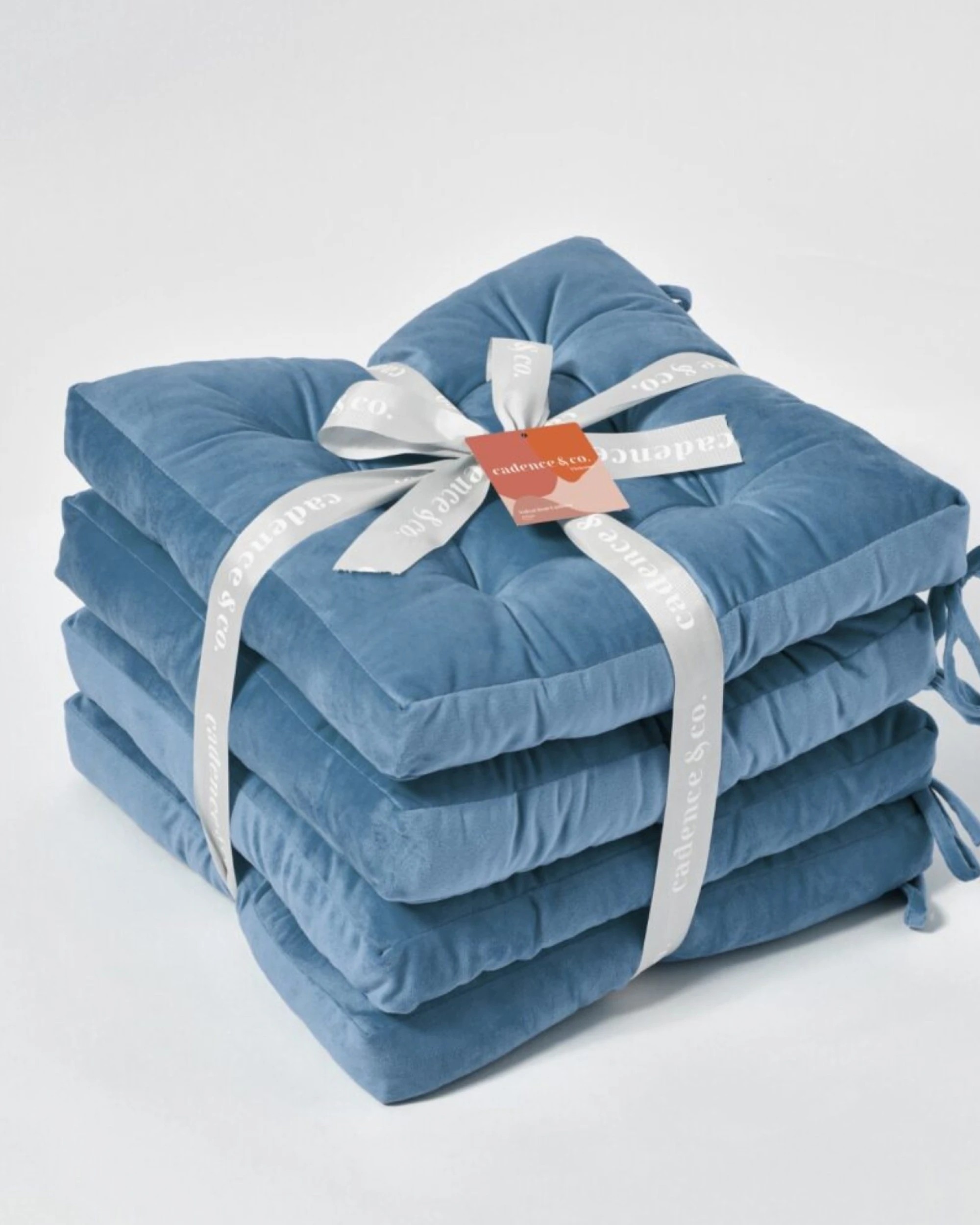 6 Cadence & Co. Vivienne Velvet Seat Cushion 4 Pack - Mineral Blue, 6 of 7