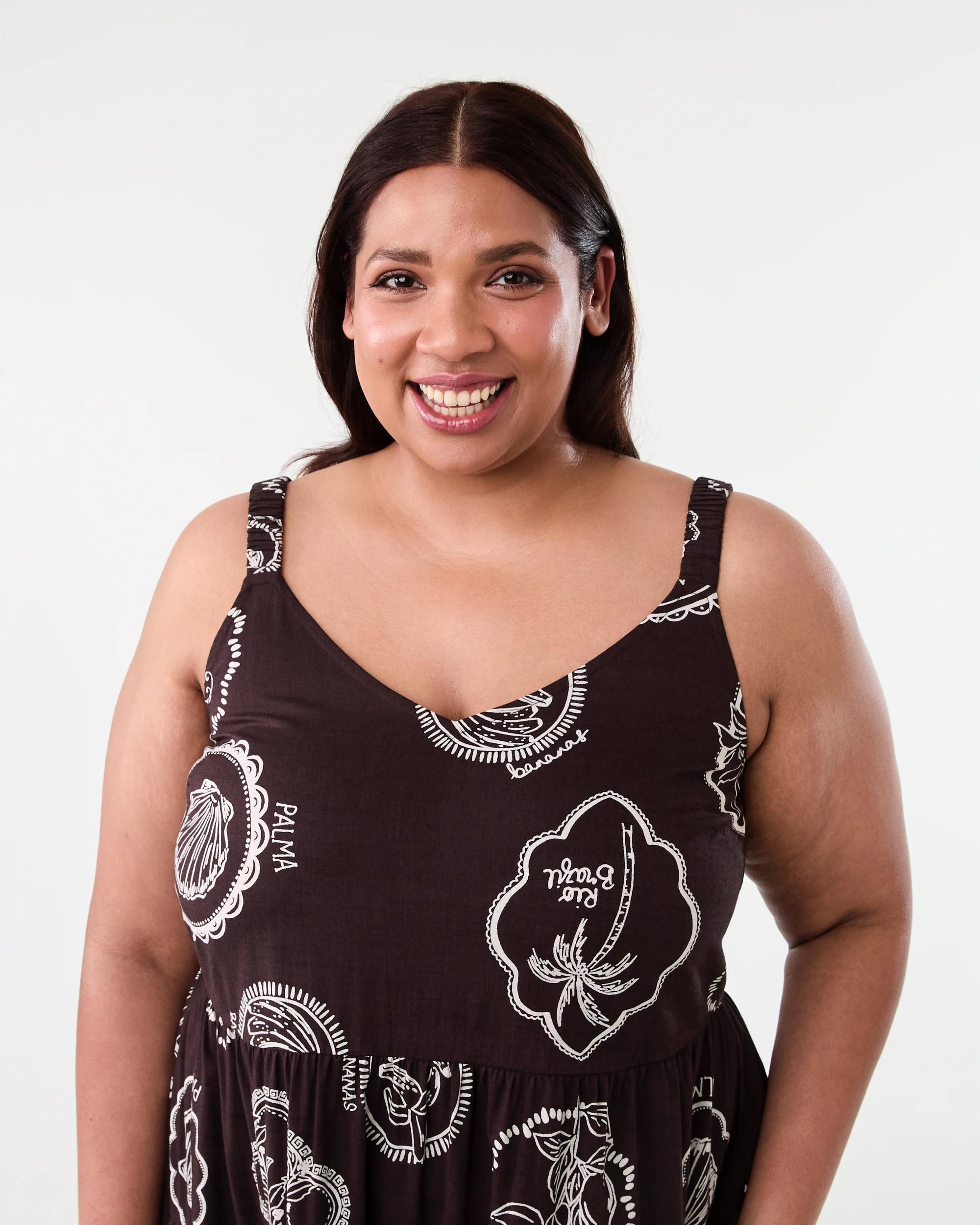 3 Curve Sleeveless Tiered Maxi Dress Sol Plum, 3 of 6