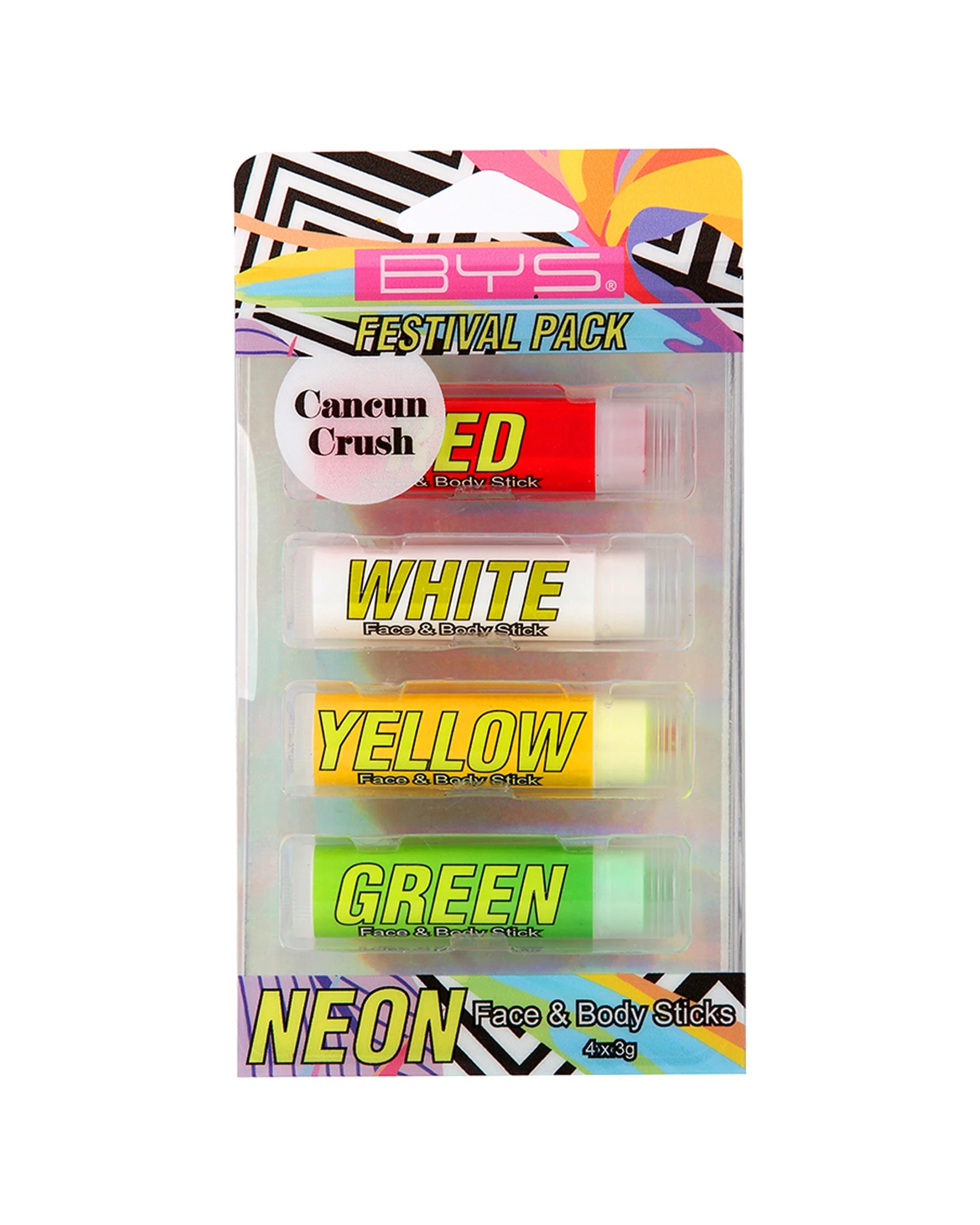 1 BYS 4pc 3g Cancun Crush Neon Face And Body Sticks Smooth Set - Multi, 1 of 1