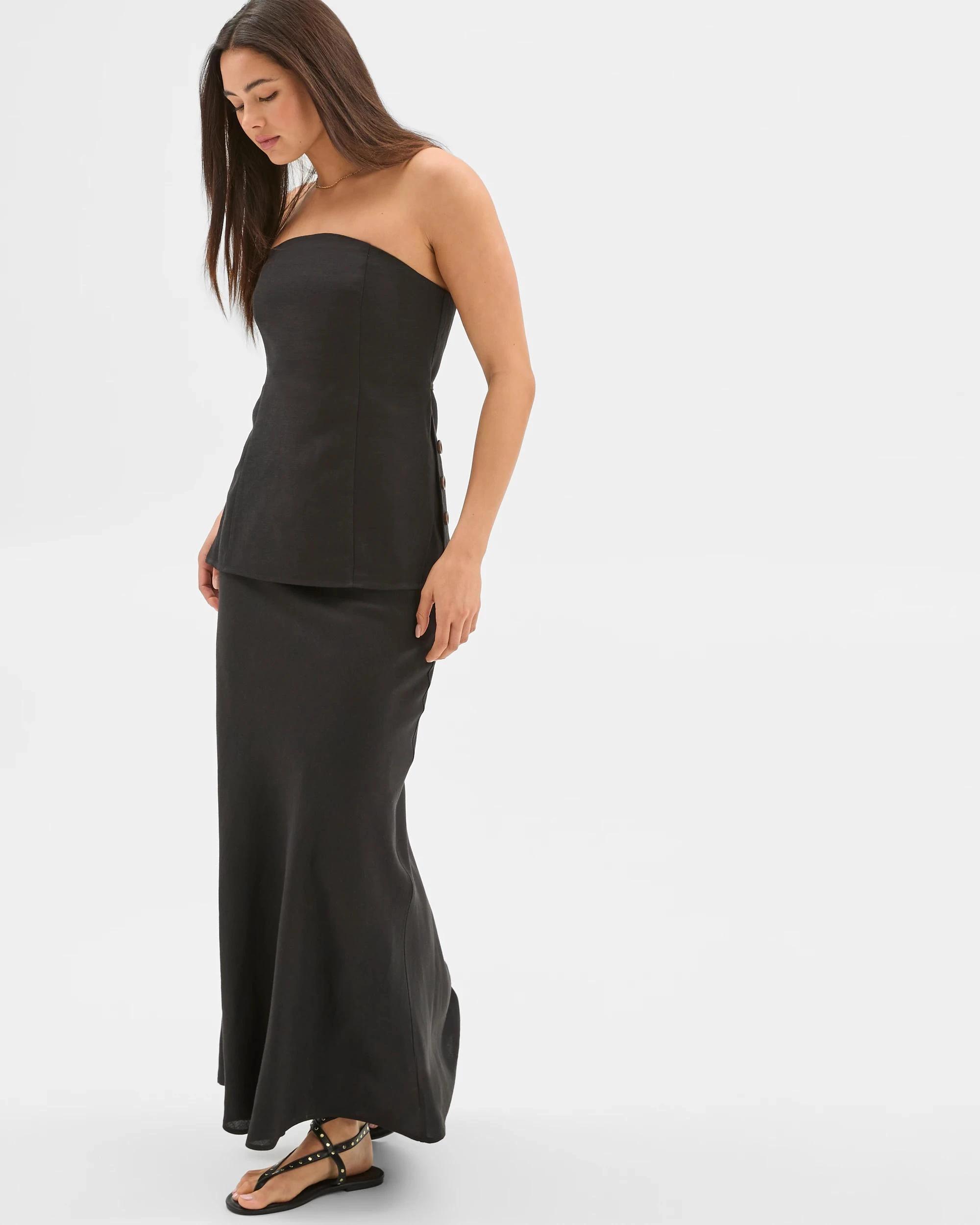 5 European Linen Blend Maxi Skirt - Lily Loves BLACK, 5 of 6