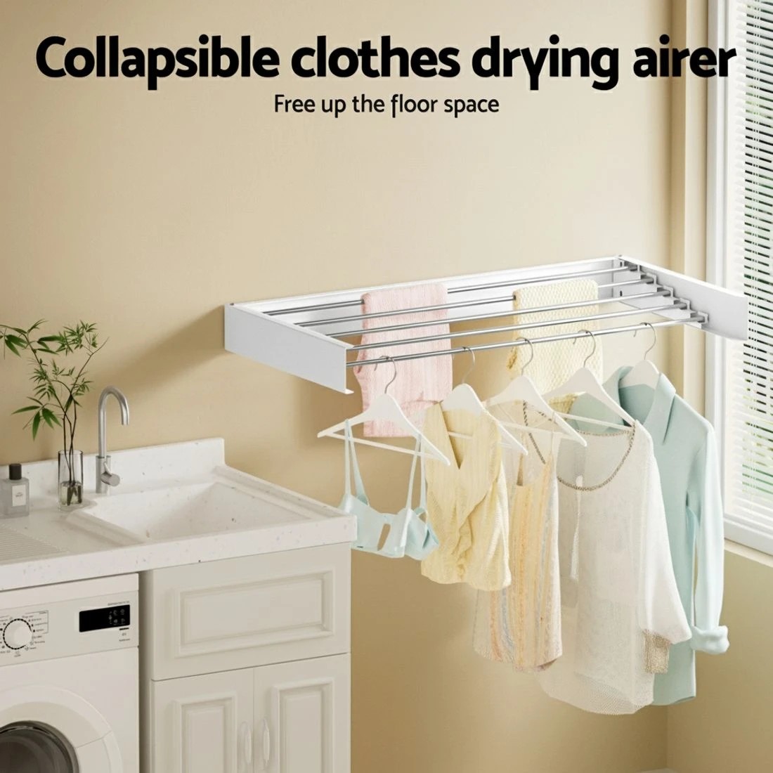 4 Artiss Clothes Rack Wall Mounted Airer Foldable - Multi, 4 of 7