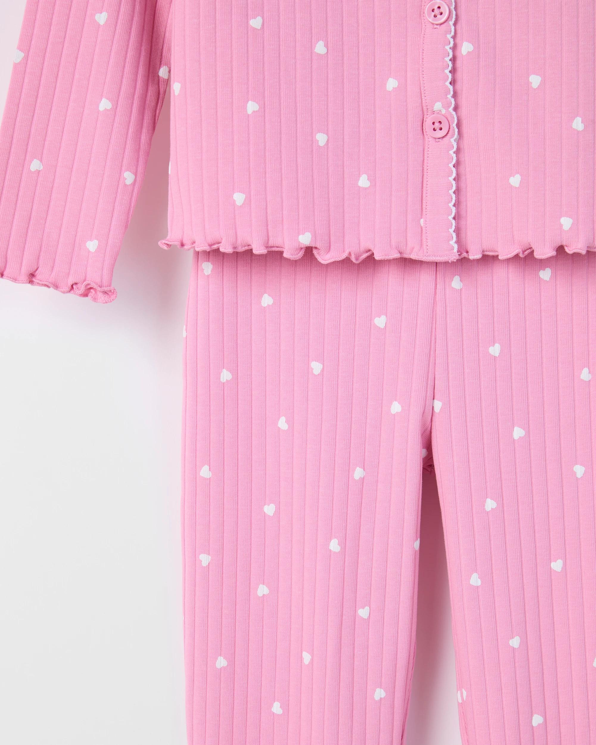 3 Target Kids Australian Cotton Younger Girls Cardigan Pyjama Set HEART, 3 of 4