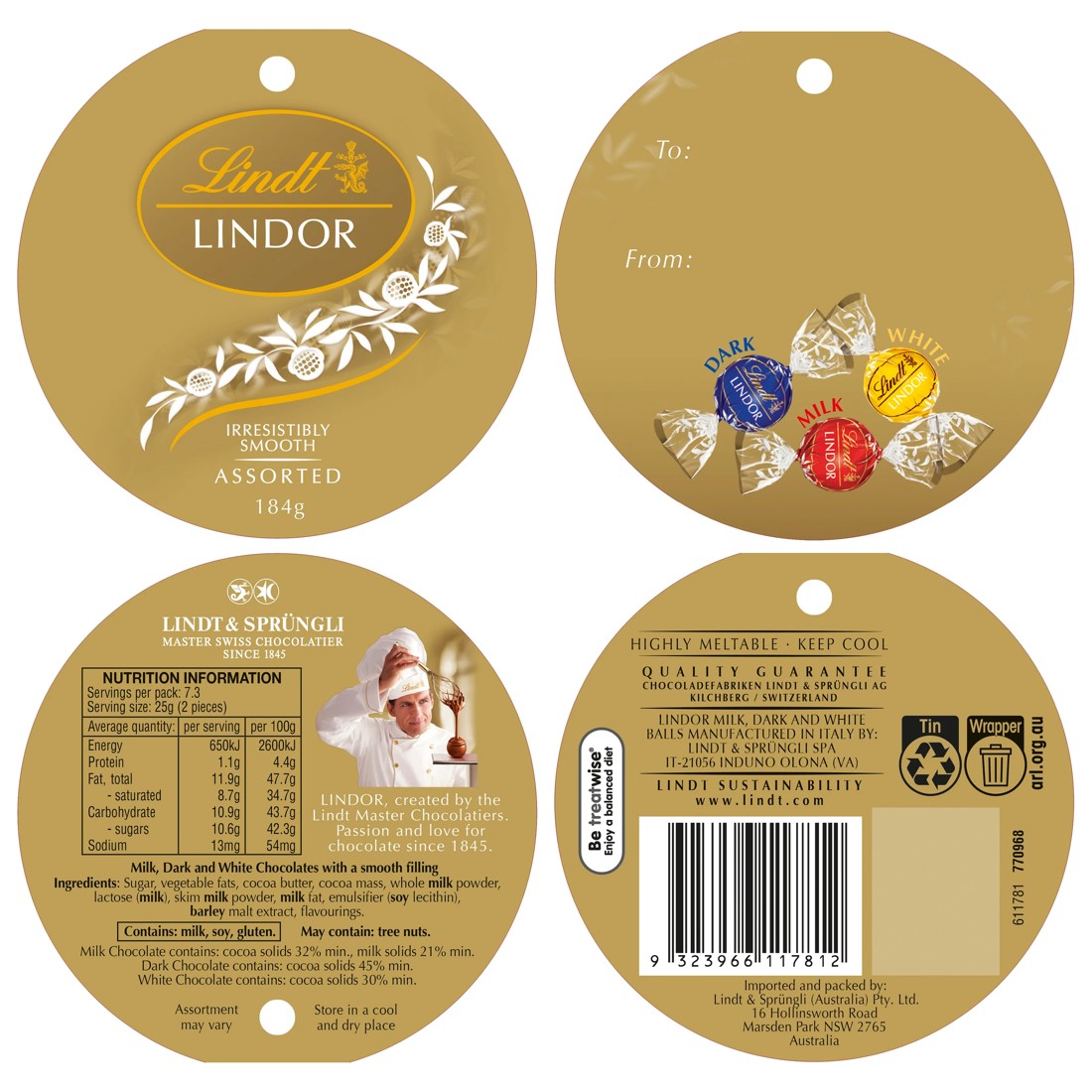 2 Lindt LINDOR Wreath Tin 184g, 2 of 4