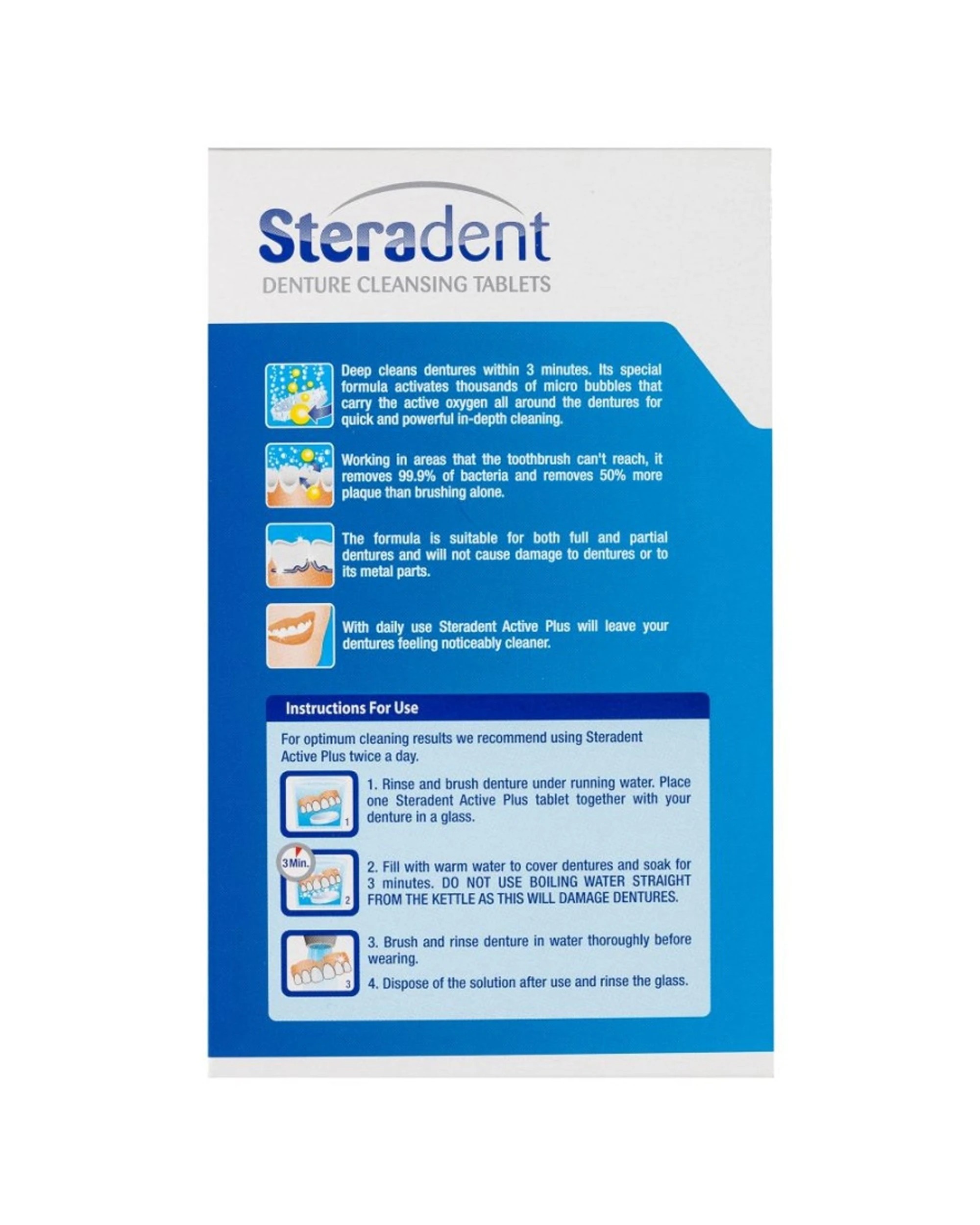 3 Steradent 10x 48pc Active Plus Denture Cleansing Tablets Foil Sealed Pack - Multi, 3 of 3