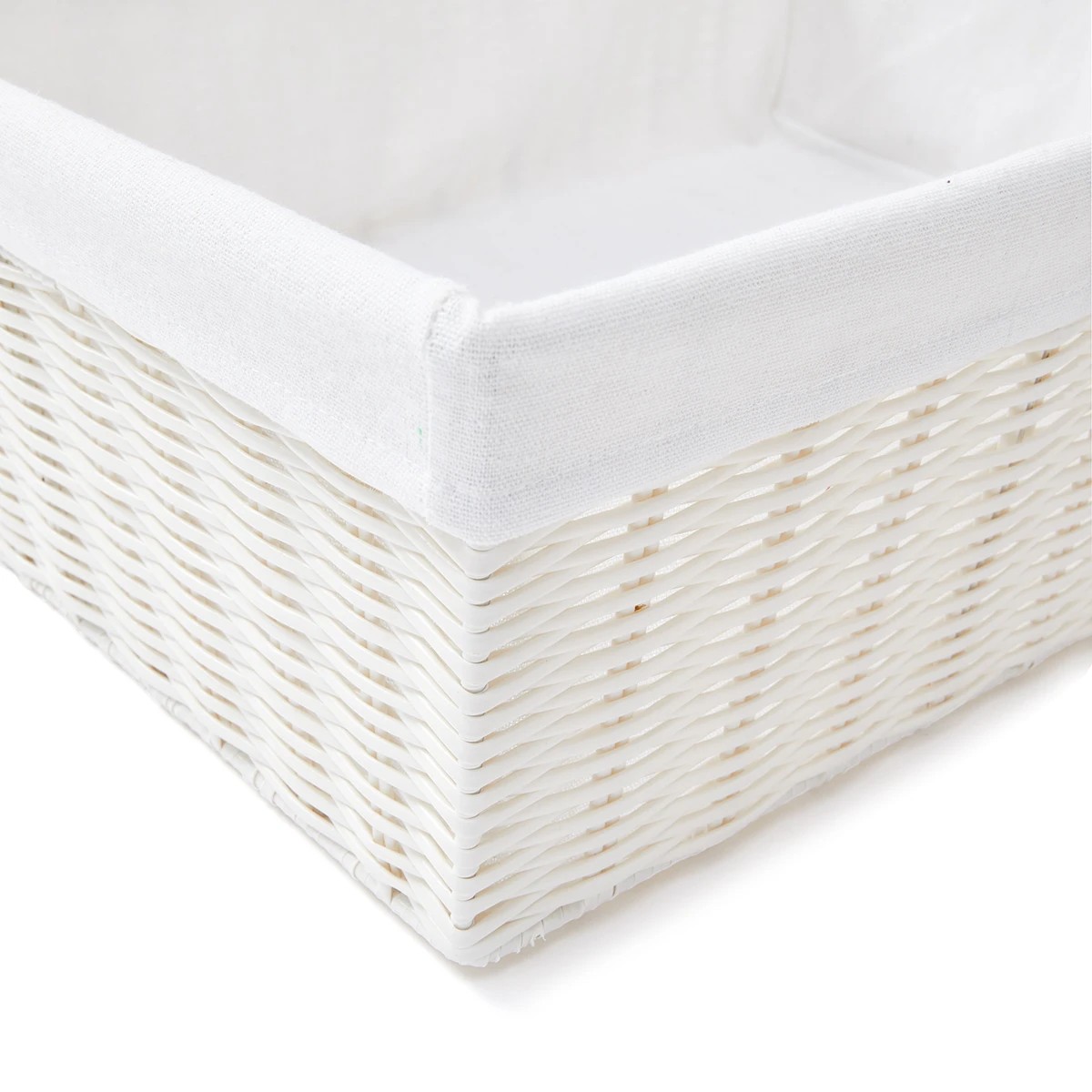 3 Rattan Look Basket with Liner - Flat, White, 3 of 7
