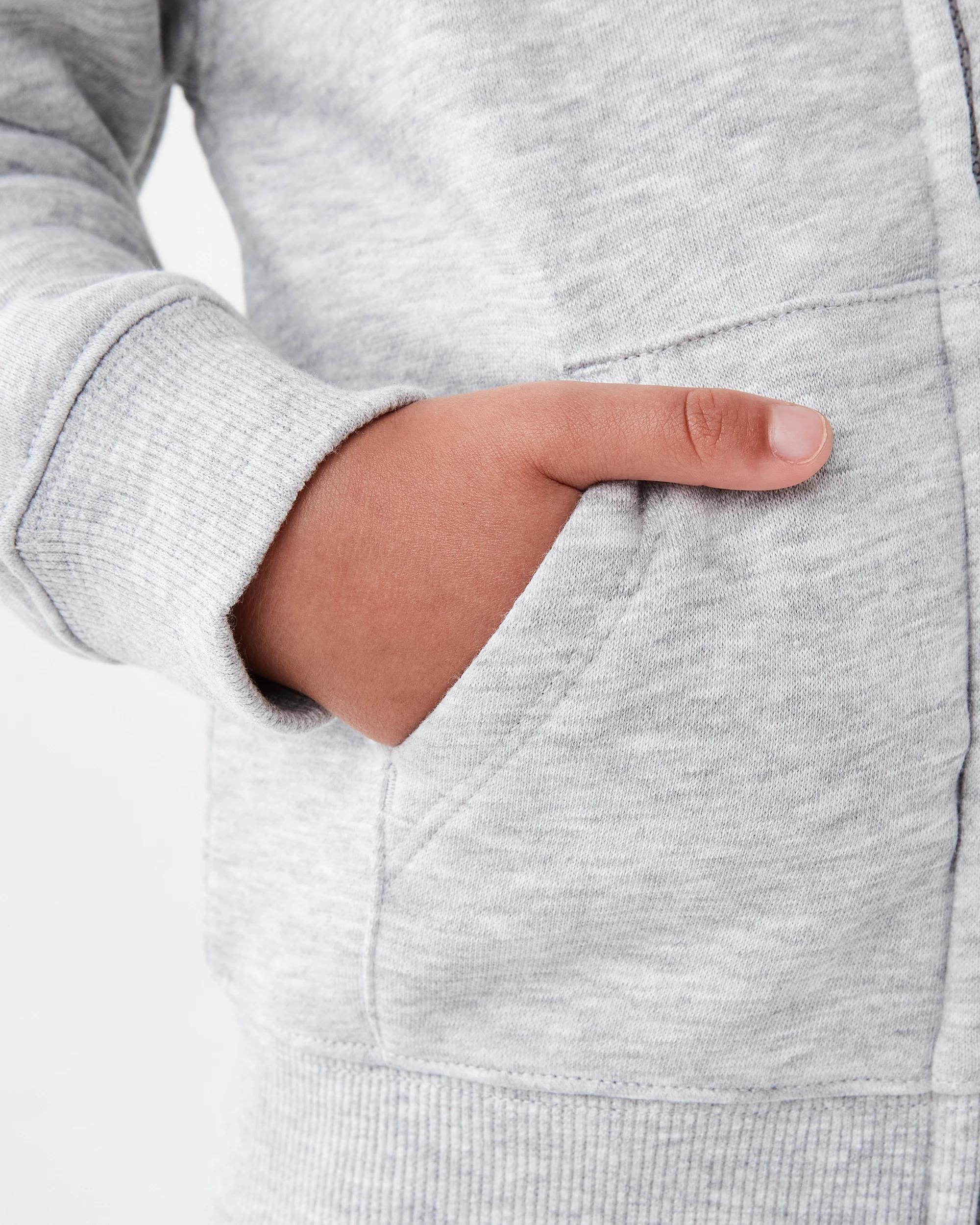 6 Plain Zip Through Hoodie Kgry Marle, 6 of 8