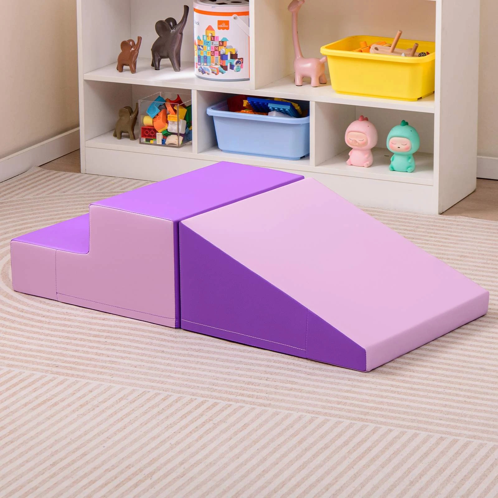 2 Costway 2PCS Foam Climbing Blocks Soft Play Set - Purple, 2 of 3