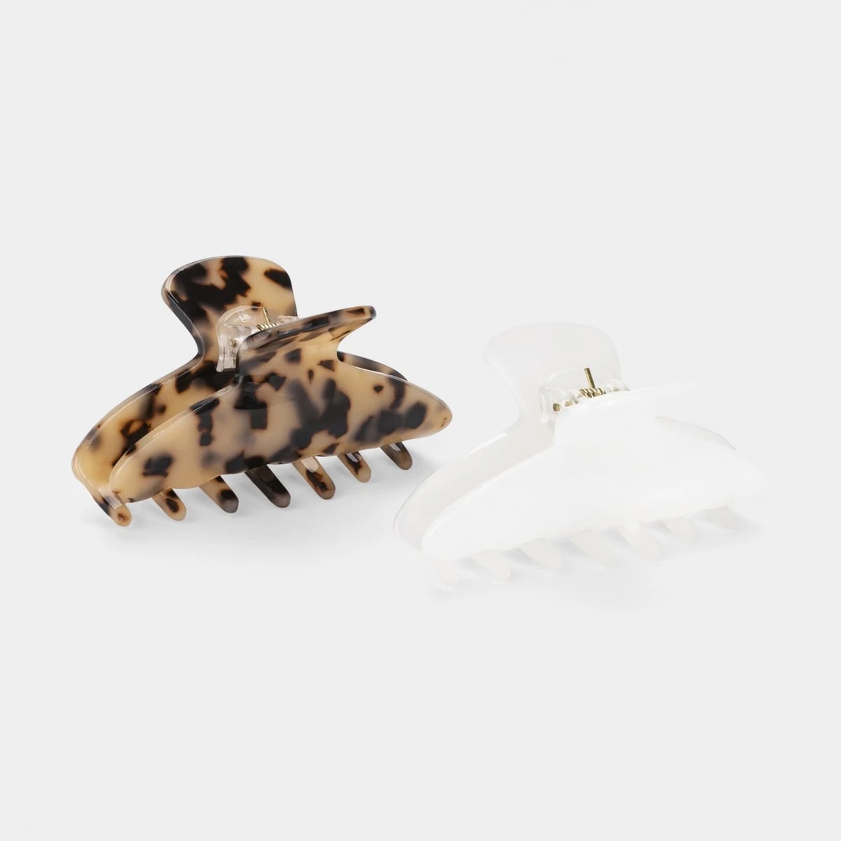 2 2 Pack Claw Clips - White & Tort, 2 of 4