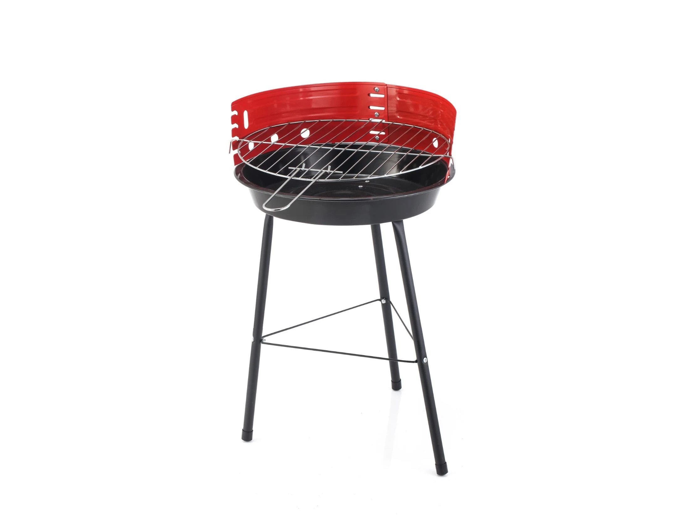 1 Hacienda 13" Portable Charcoal BBQ Grill - Black/Red, 1 of 4