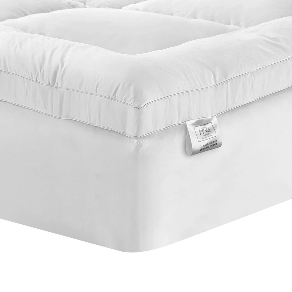 2 Giselle Bedding Mattress Topper Pillowtop Protector Pad Single - White - White, 2 of 8